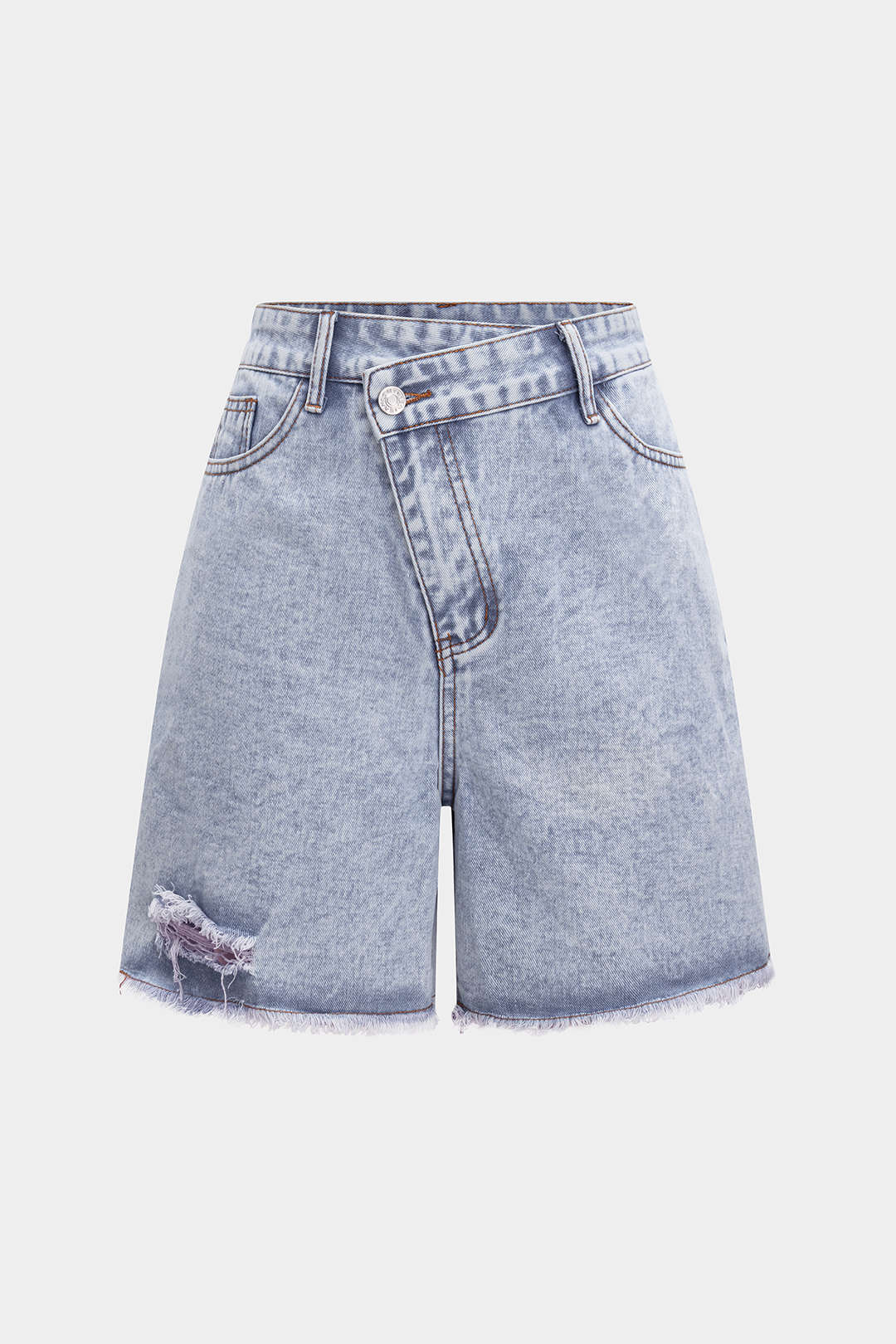High Waist Ripped Denim Jorts Shorts