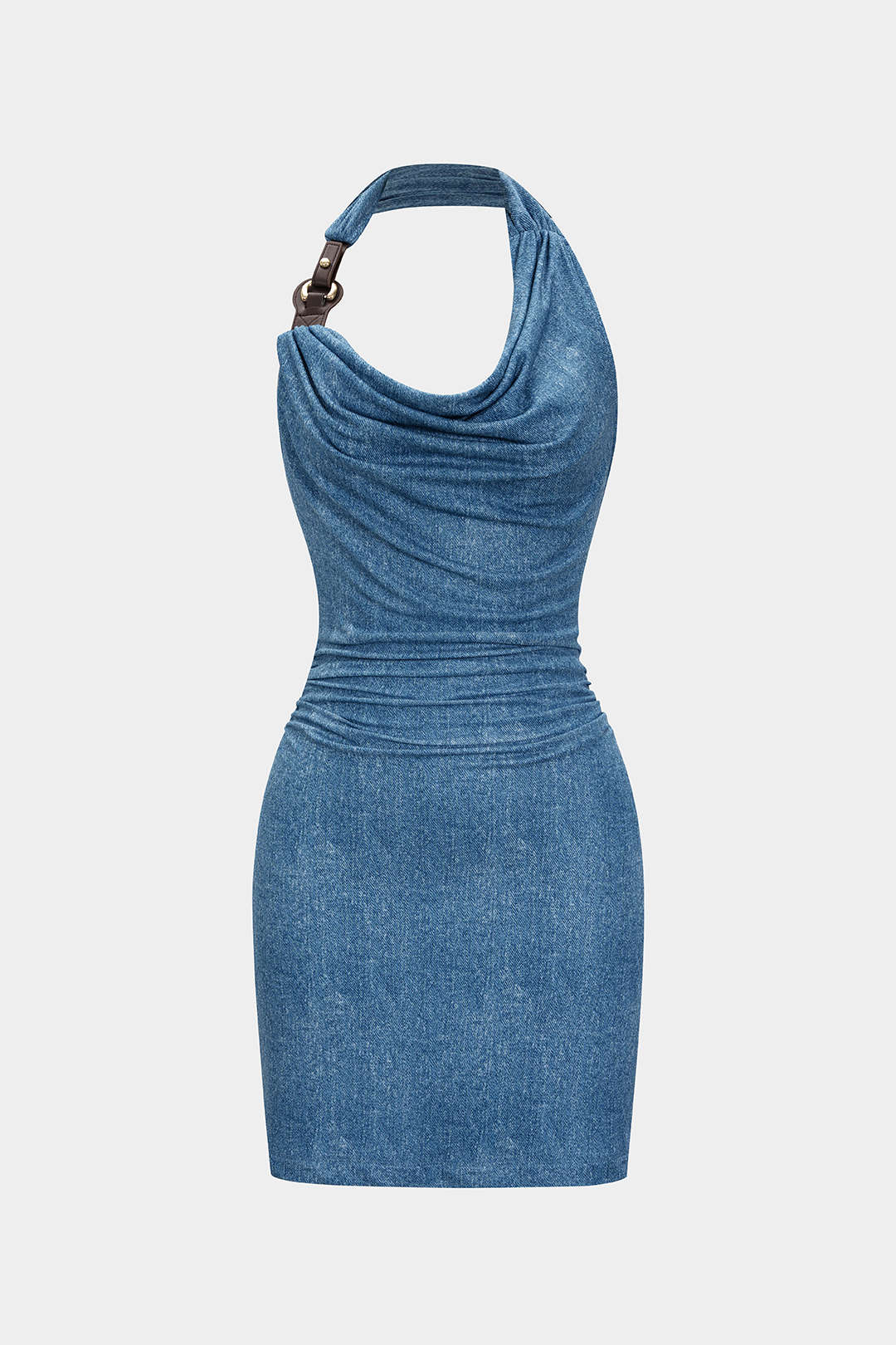 Mesh Halter Neck Asymmetrical Sleeveless Mini Dress