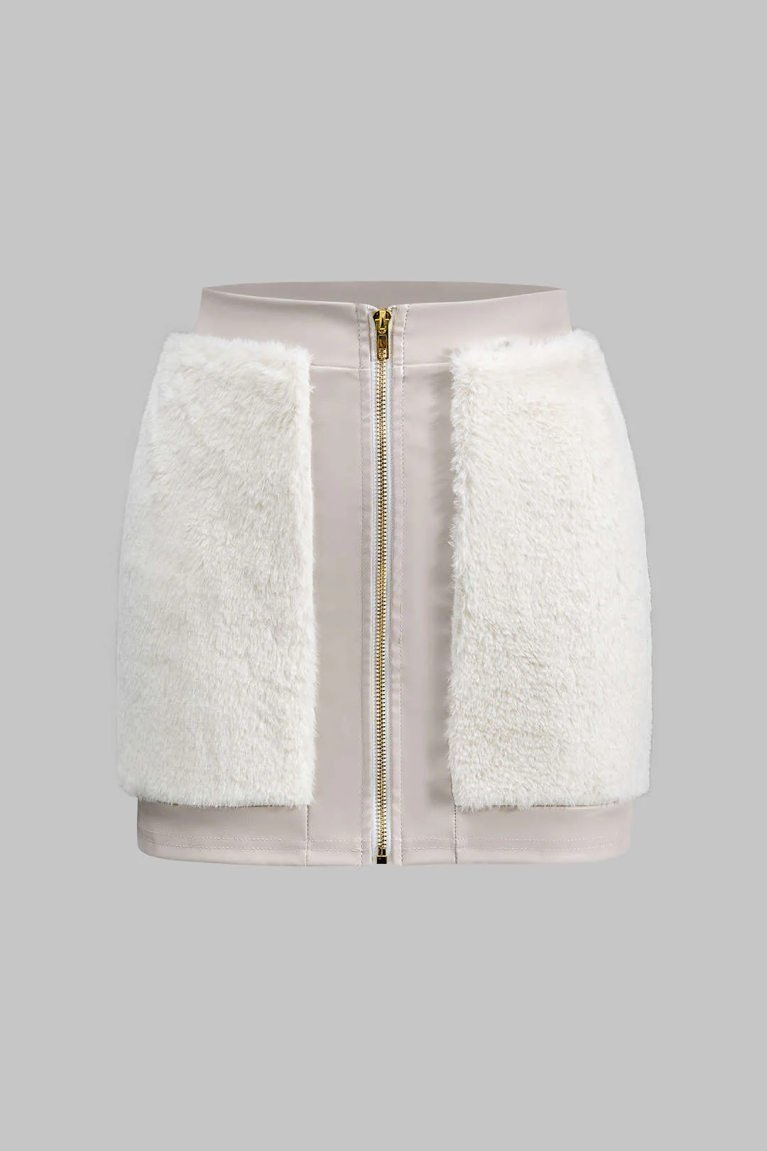 Faux Leather and Fur Patchwork Skirt Set