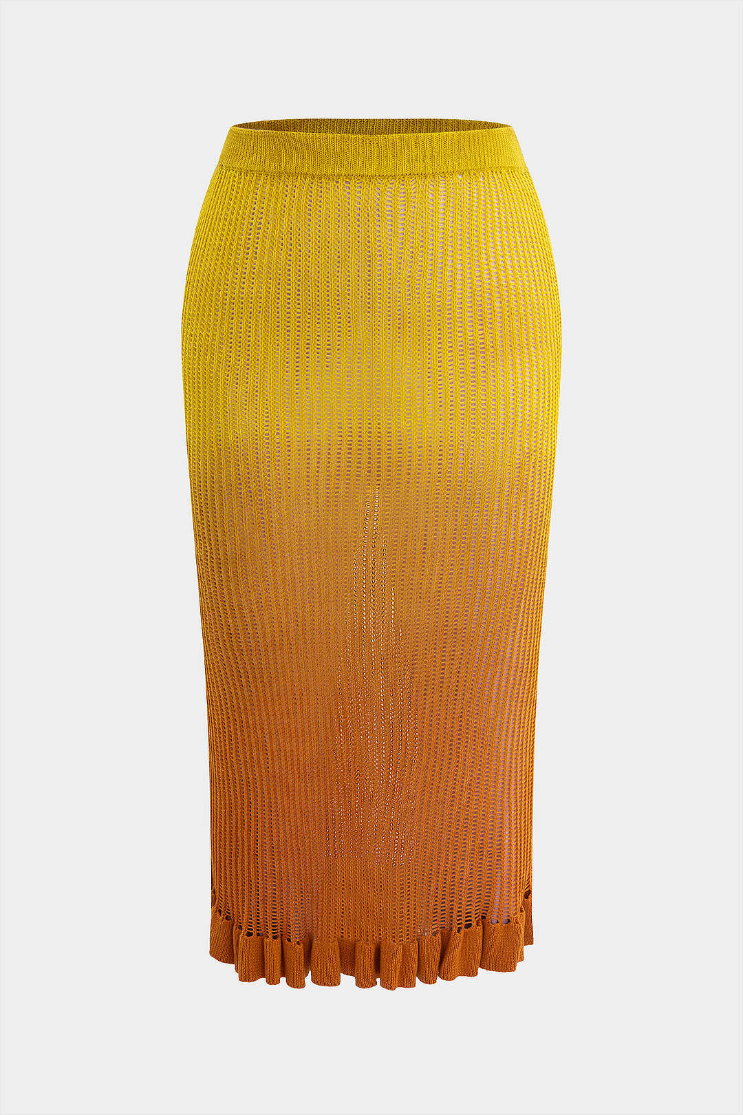 Plus Size Knitted Ombre Ruffled Skirt