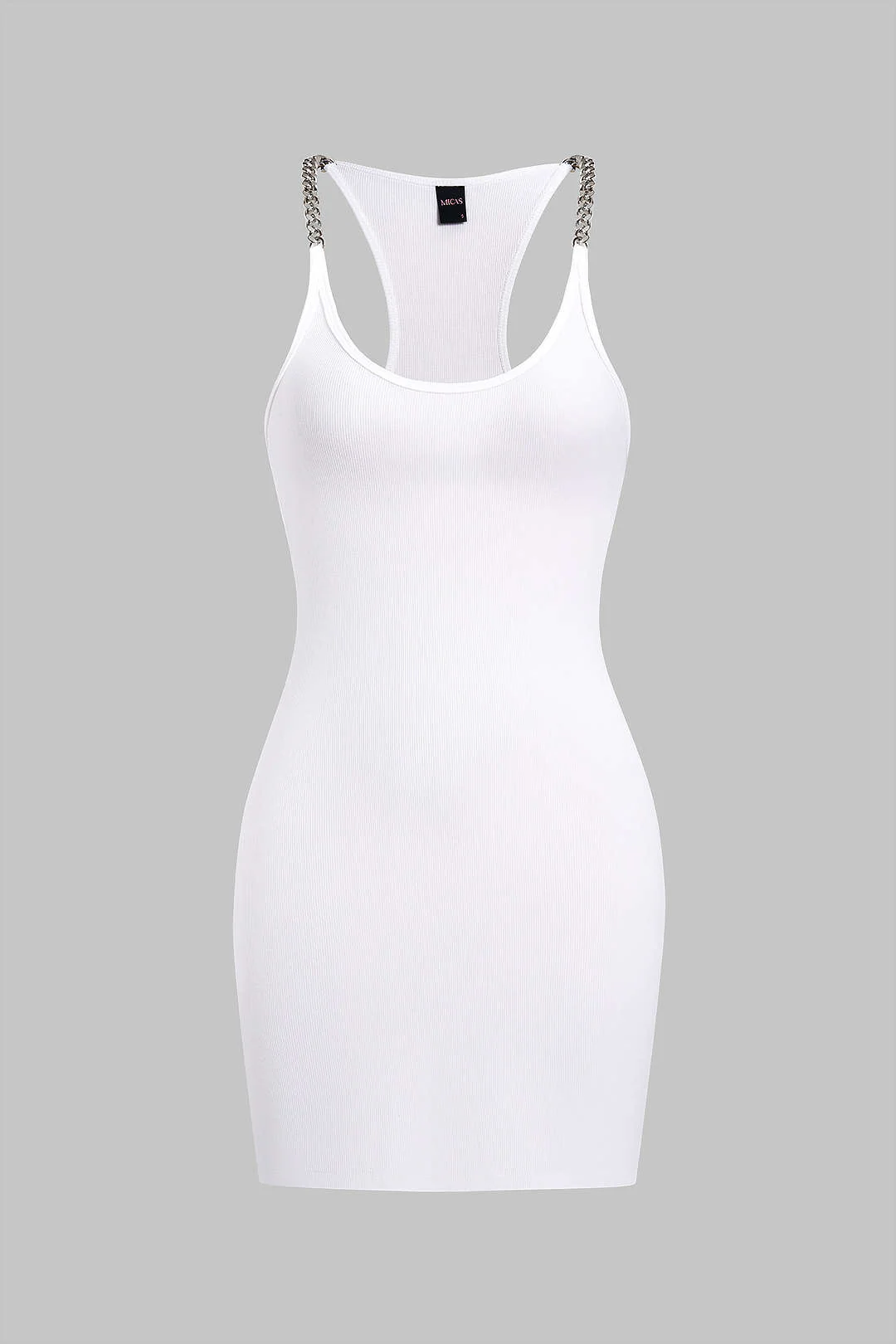 Chain-Adorned Sleeveless Mini Dress
