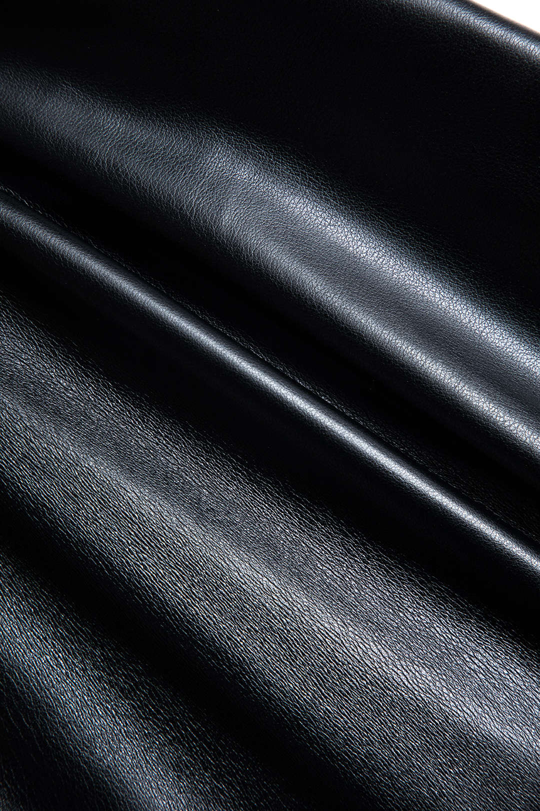 Faux Leather Patchwork Ruffled and Ruched Long Sleeve Mini Dress