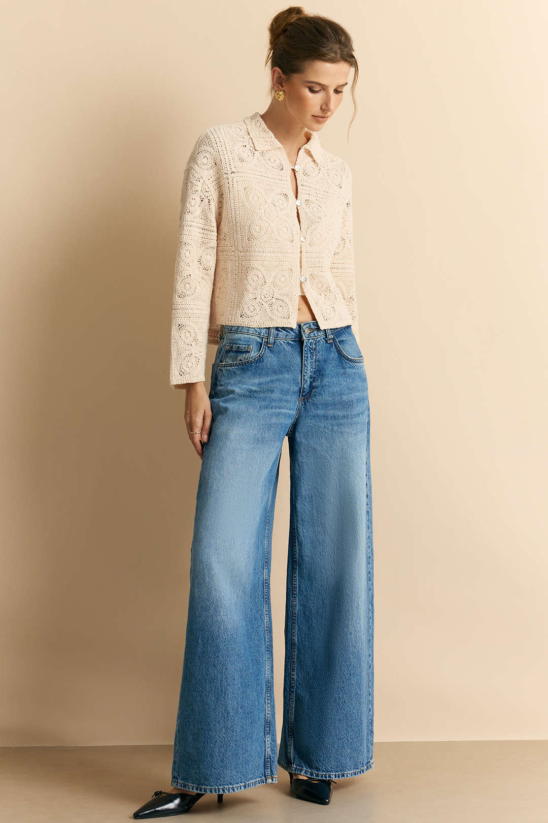 Knit Button Hollow Out Cardigan