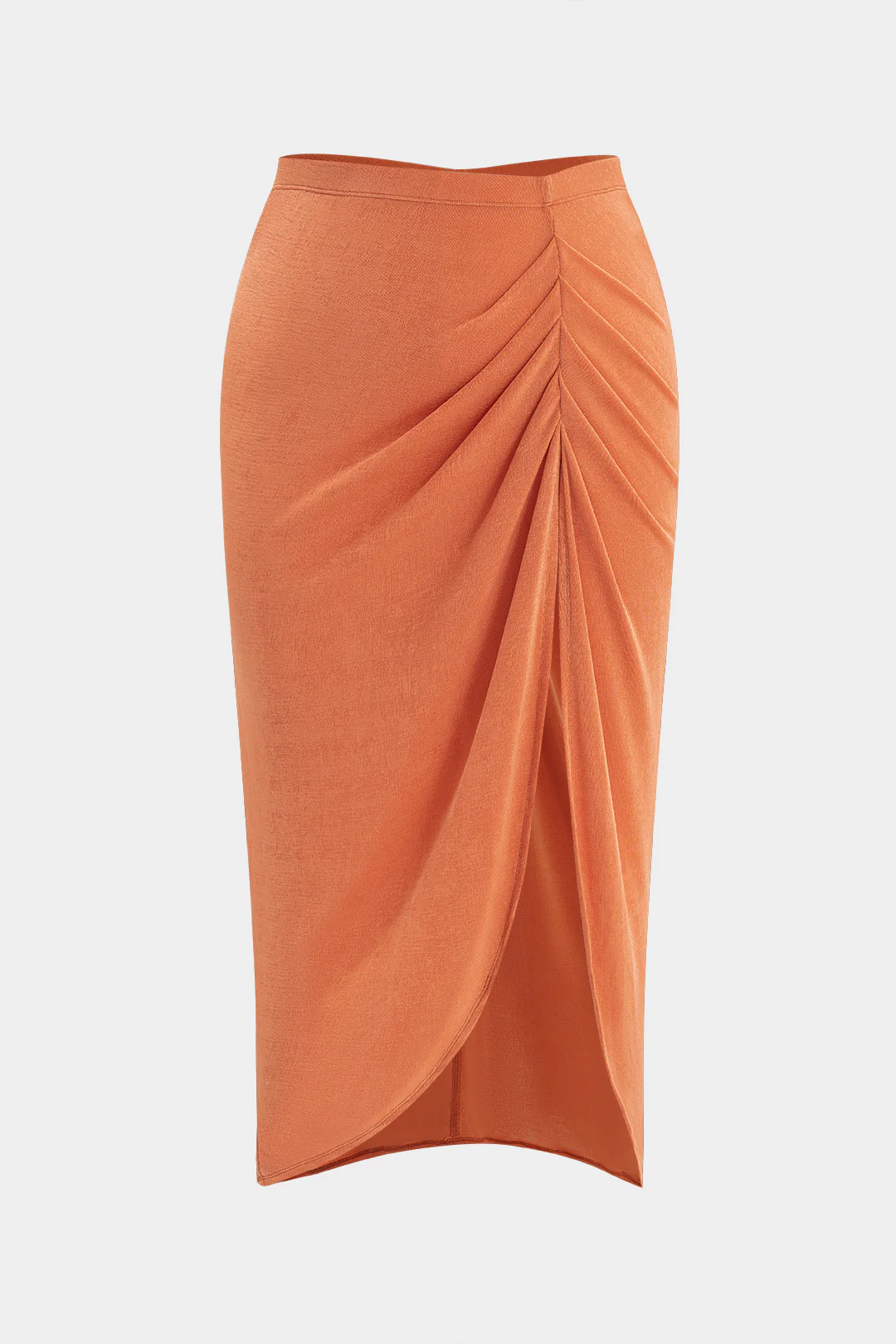 Plus Size Ruched Slit Skirt