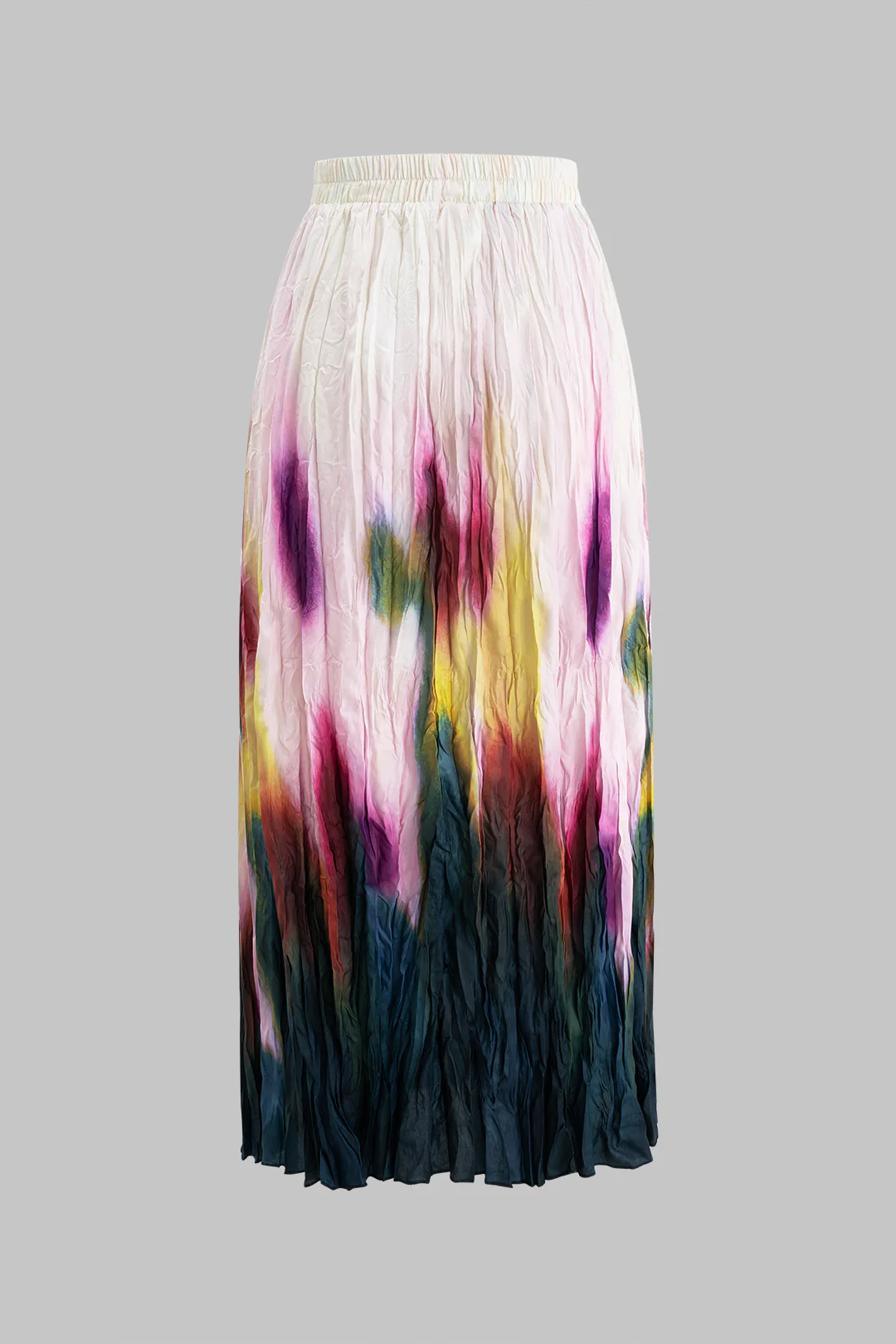 Abstract Tie-Dye High-Waisted Ruched Skirt