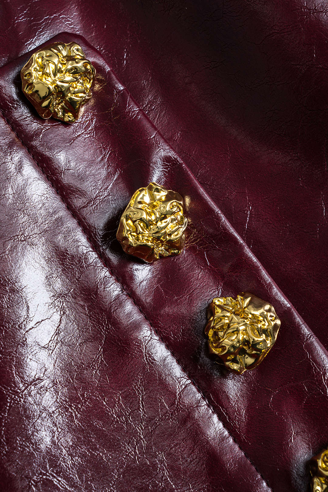 Faux Leather High Waist Metallic Button Skirt