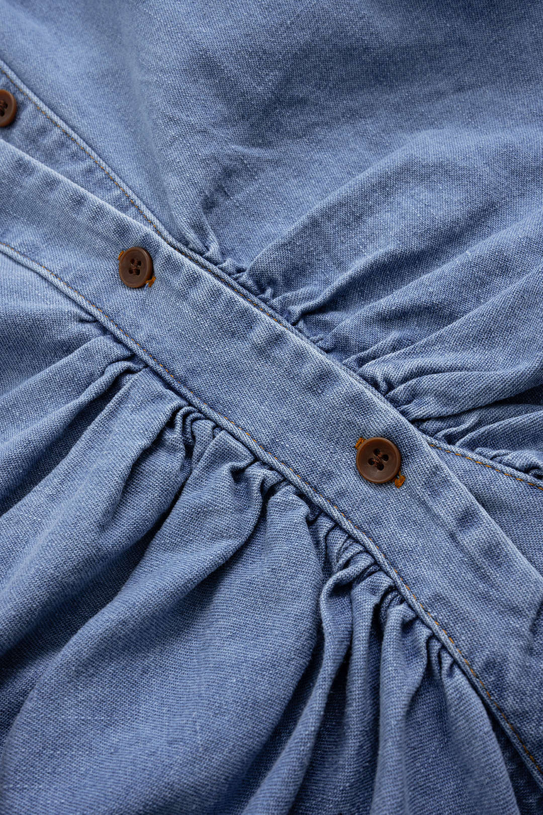 Denim Ruched Tank Top And Shorts Set