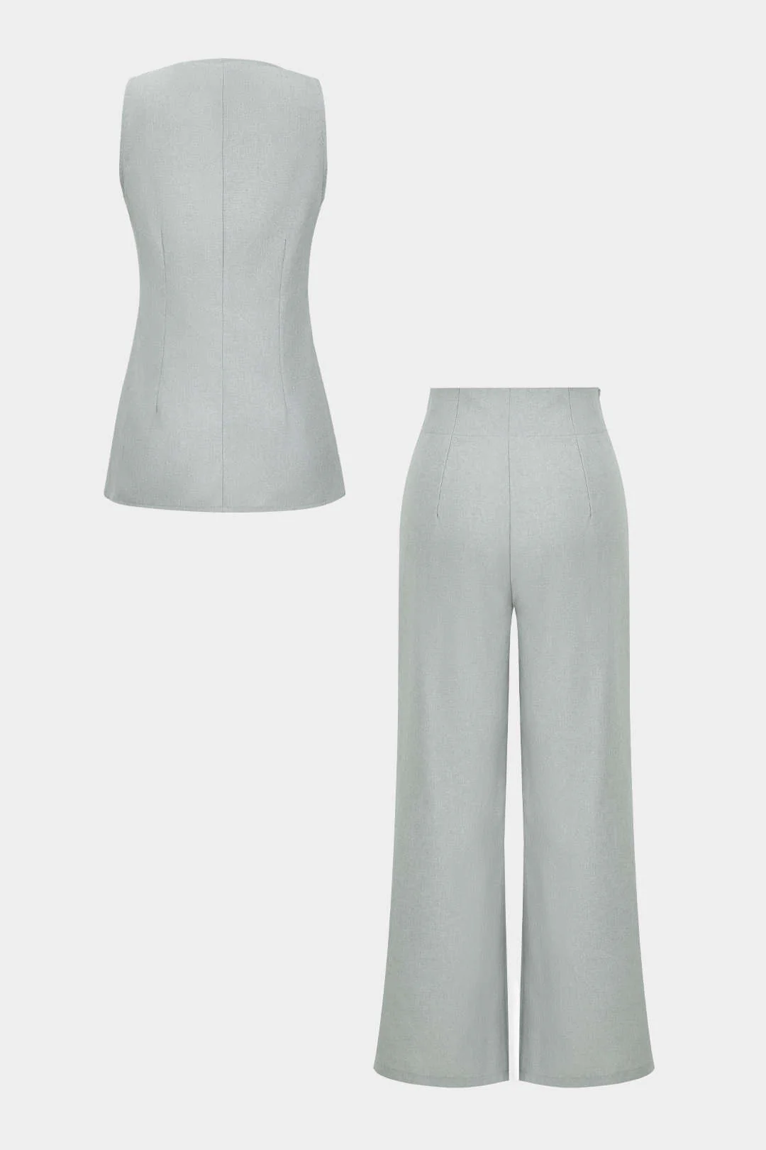 Solid Sleeveless Suit Vest And Pants Set