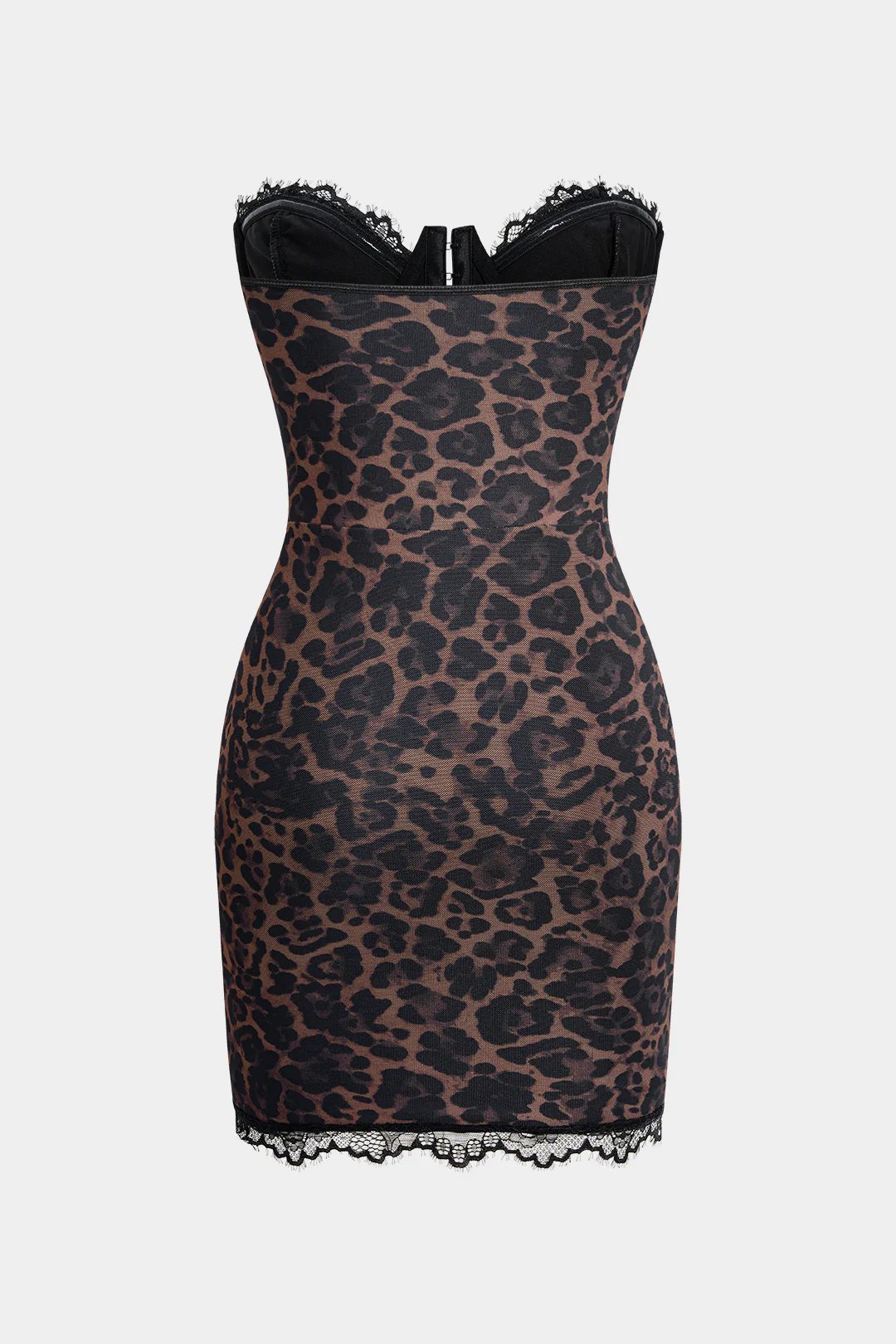 Leopard Print Patchwork Wrap Strapless Sleeveless Mini Dress