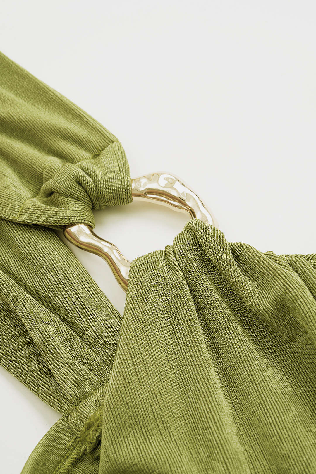 Metallic Decor Cowl Neck Ruched Tank Top