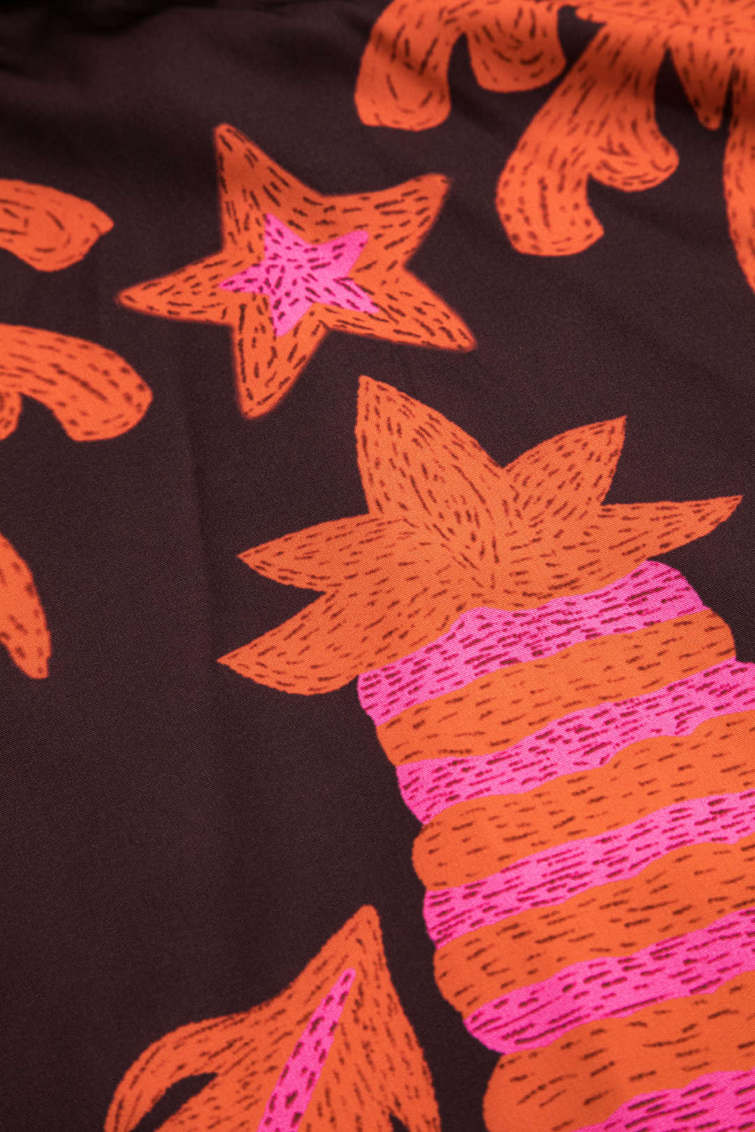 Coconut Palm Print Cut Out Button Top And Zipper Skirt Set