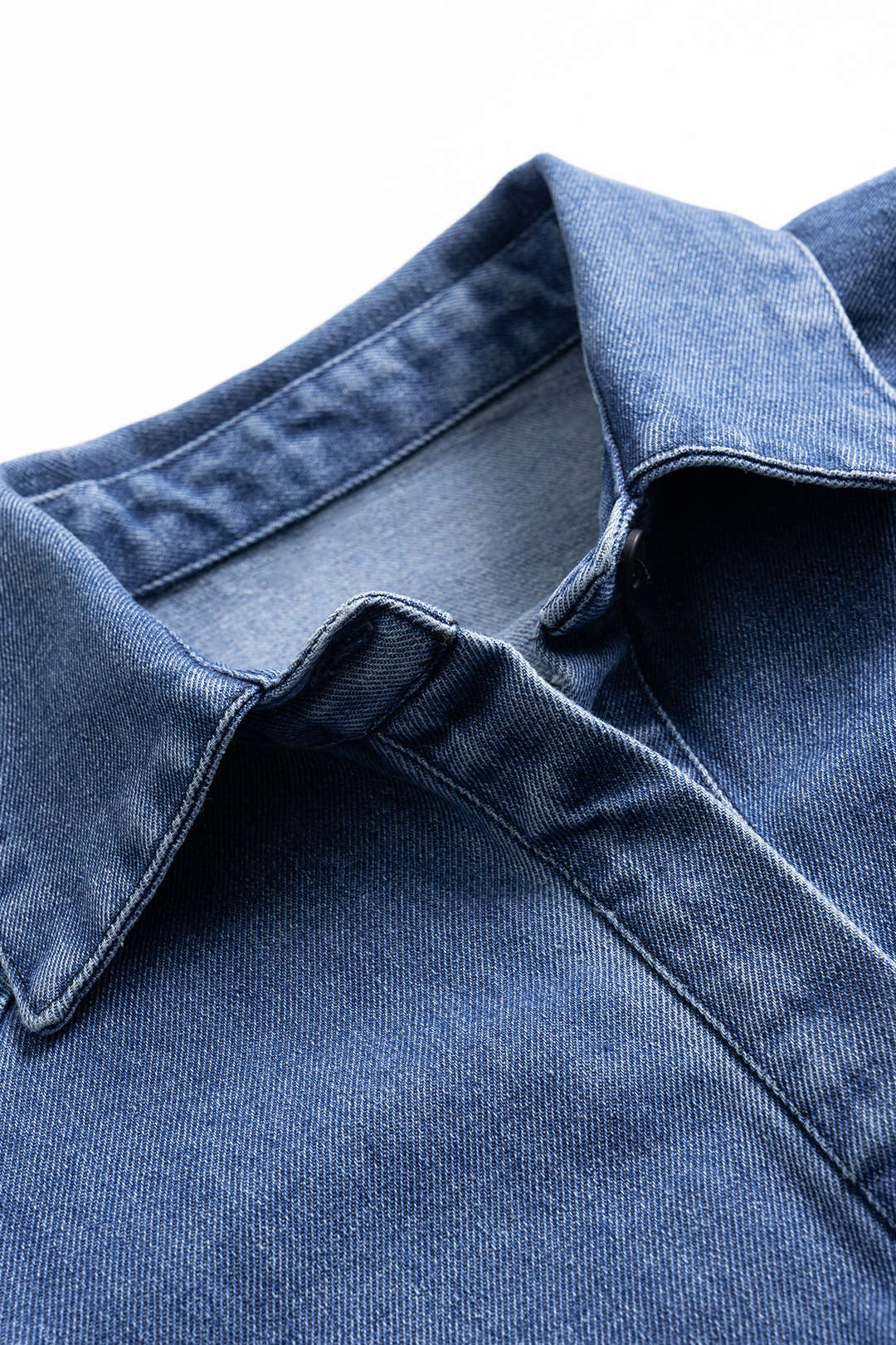 Denim Puffy Long Sleeve Shirt
