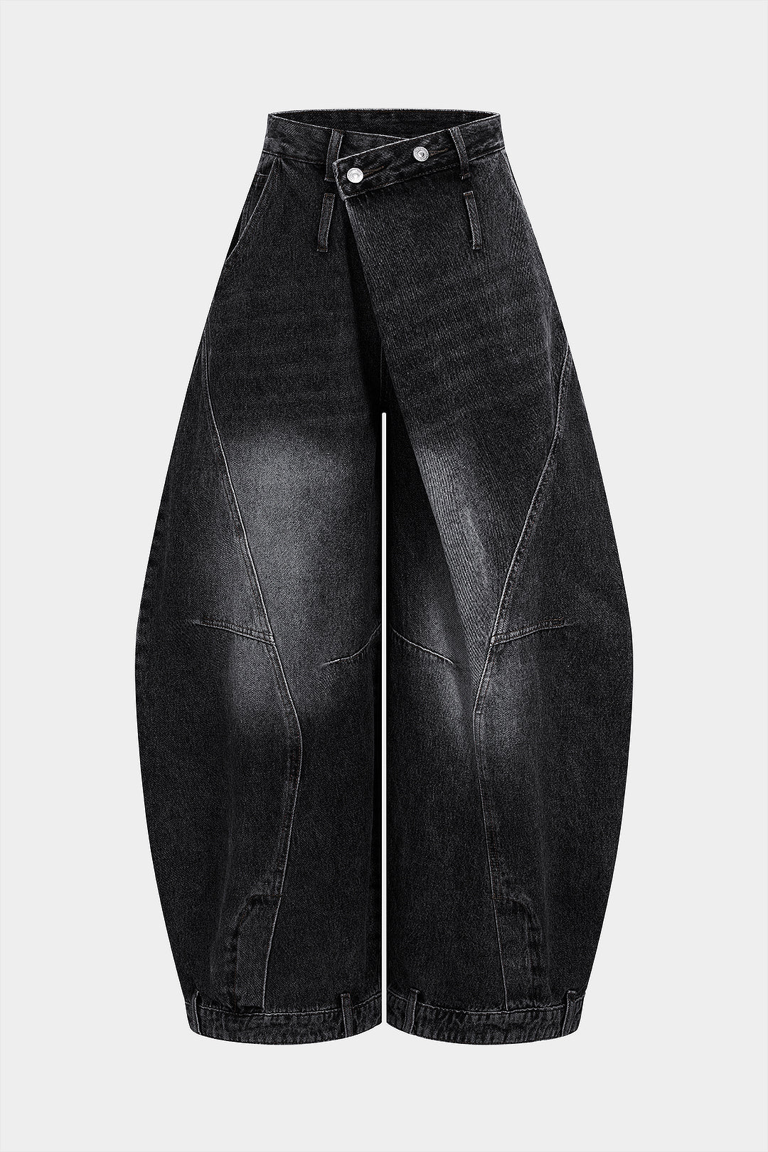 Washed High Waist Barrel Denim Jeans