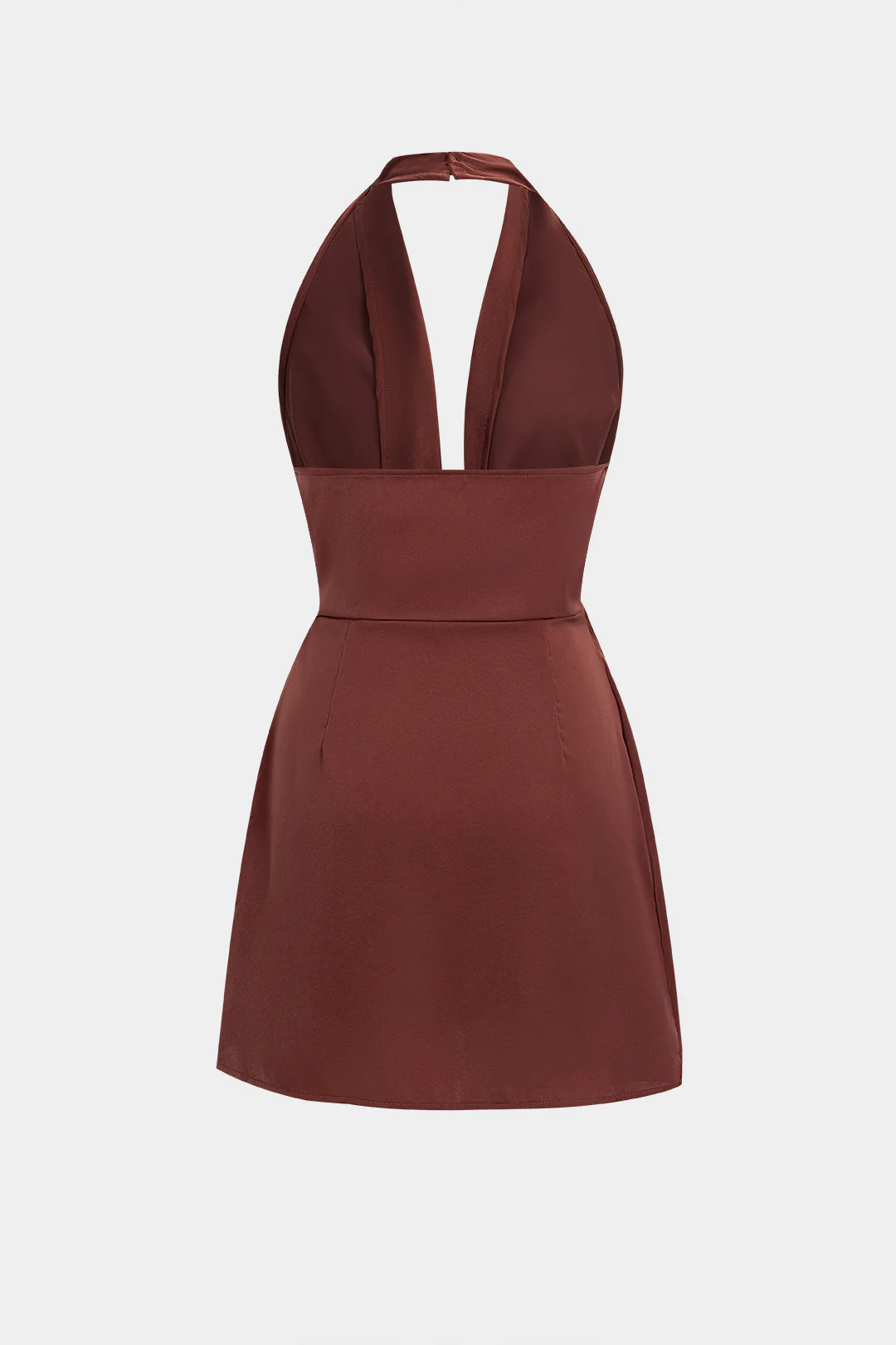 Satin Halter Neck Ruched Backless Sleeveless Mini Dress