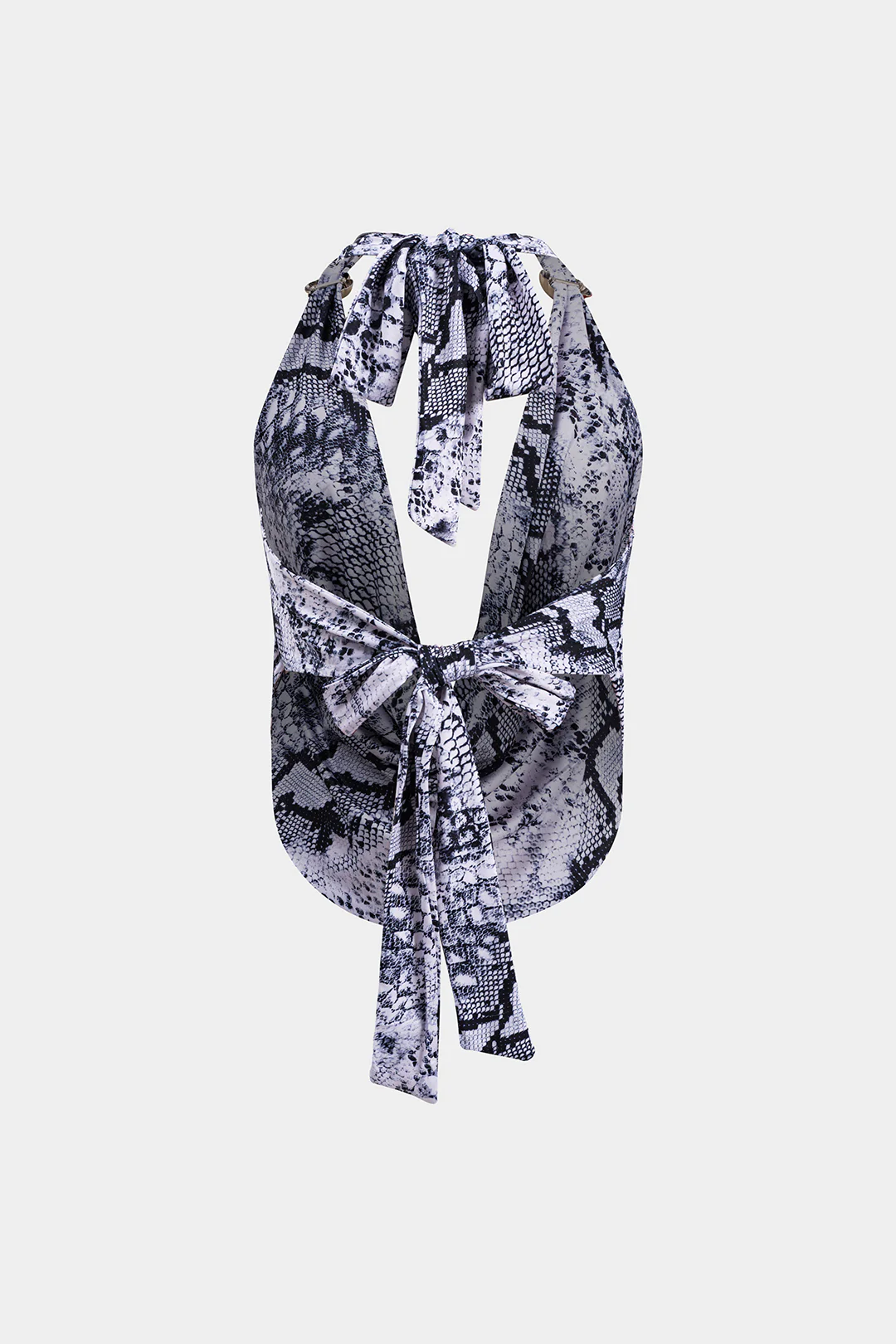 Snake Print Cowl Neck Top and Skirt Set