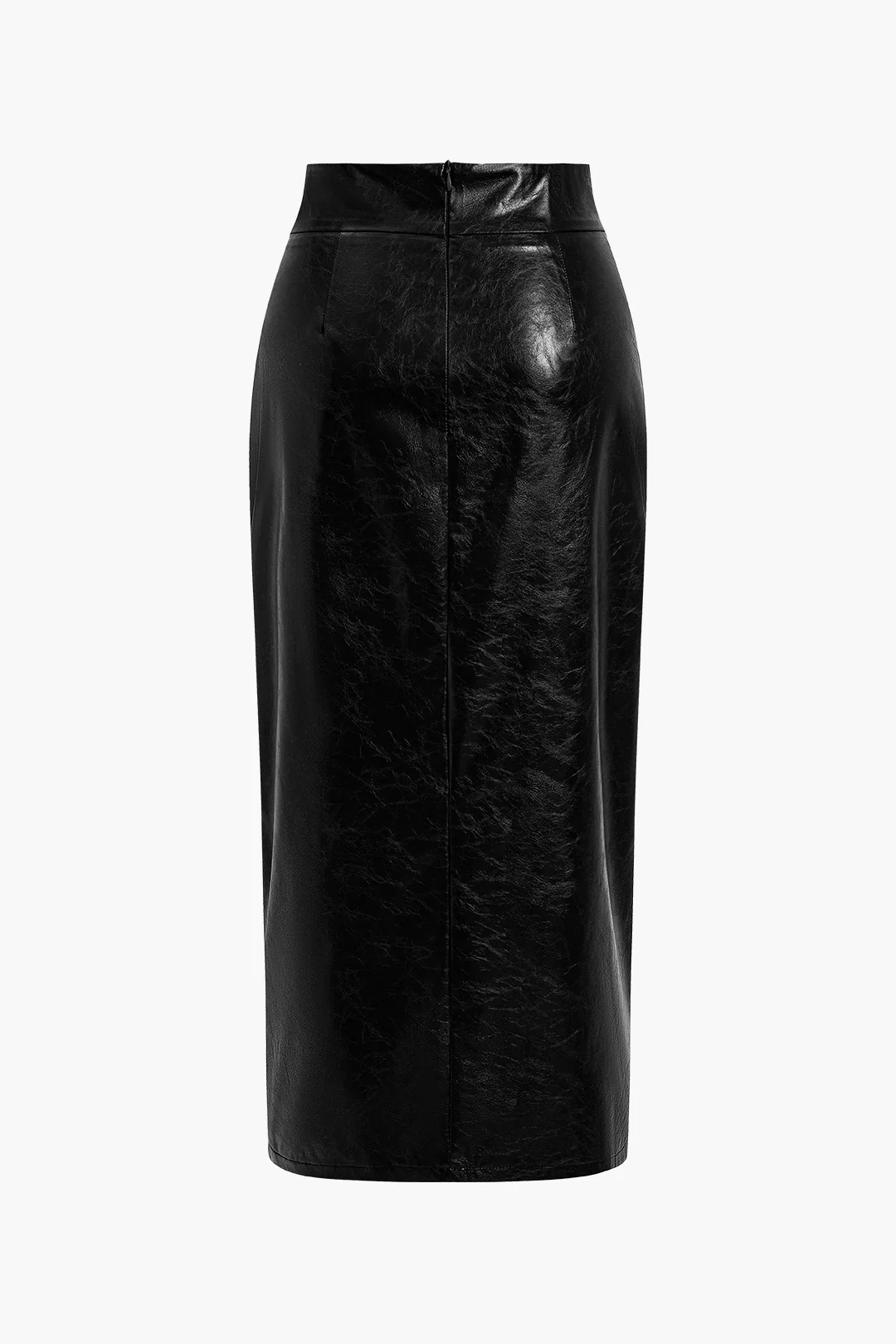 Faux Leather Side-Slit Skirt
