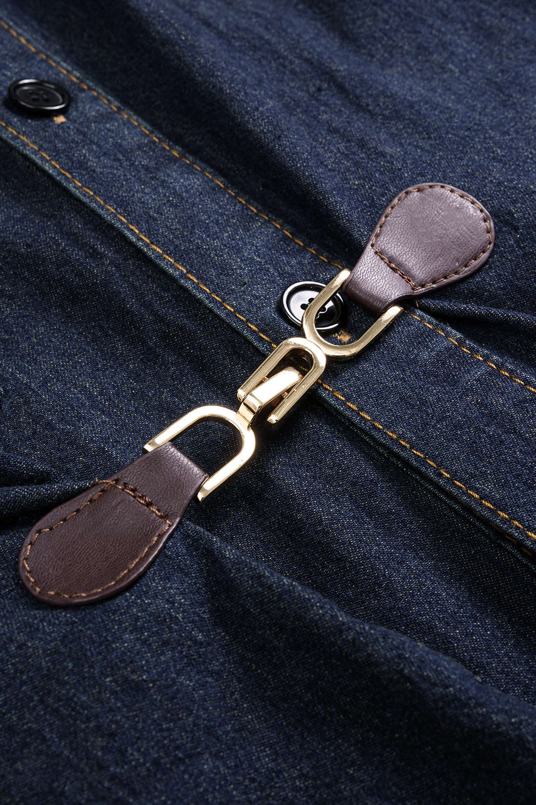 Denim Asymmetrical Metallic Buckle Outerwear