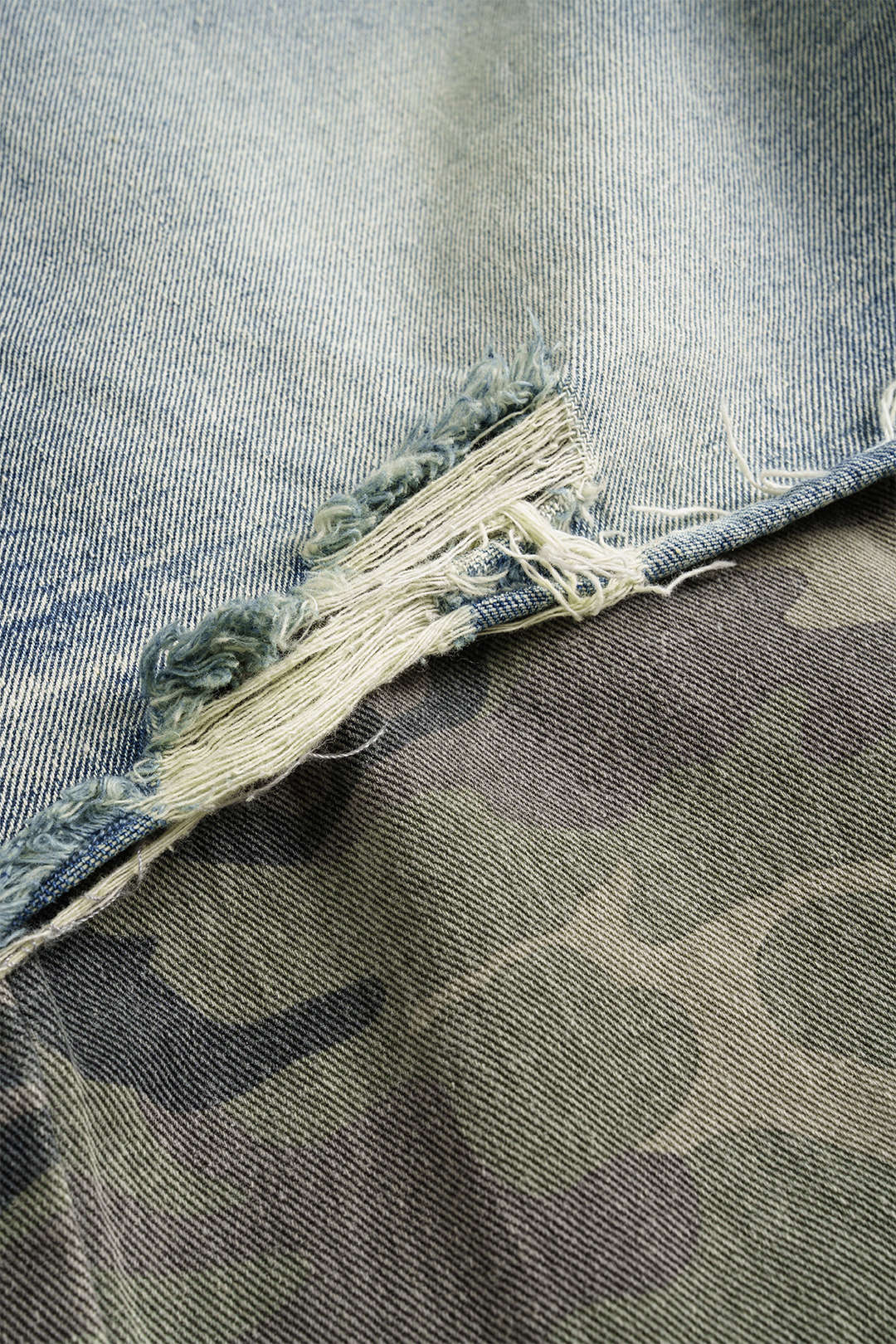 Camo Print Denim Patchwork Button Pocket Jeans