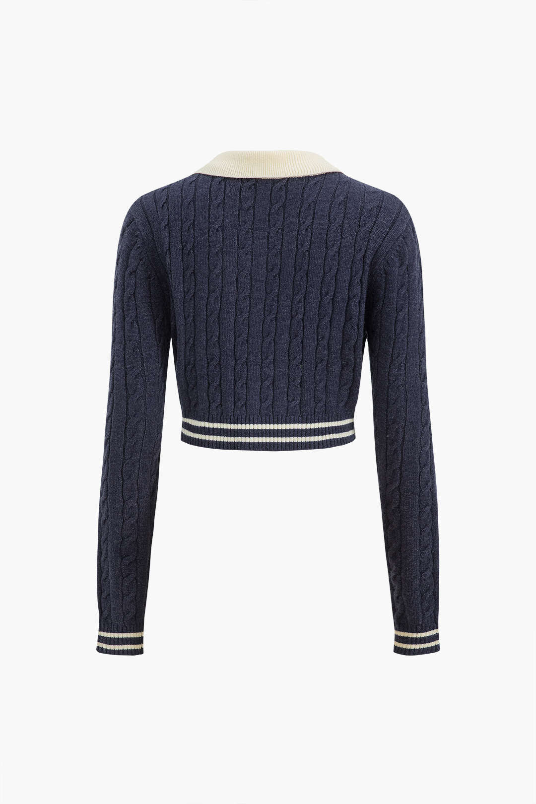 Color Block Knit Button with Fake Pockets Long Sleeve Top