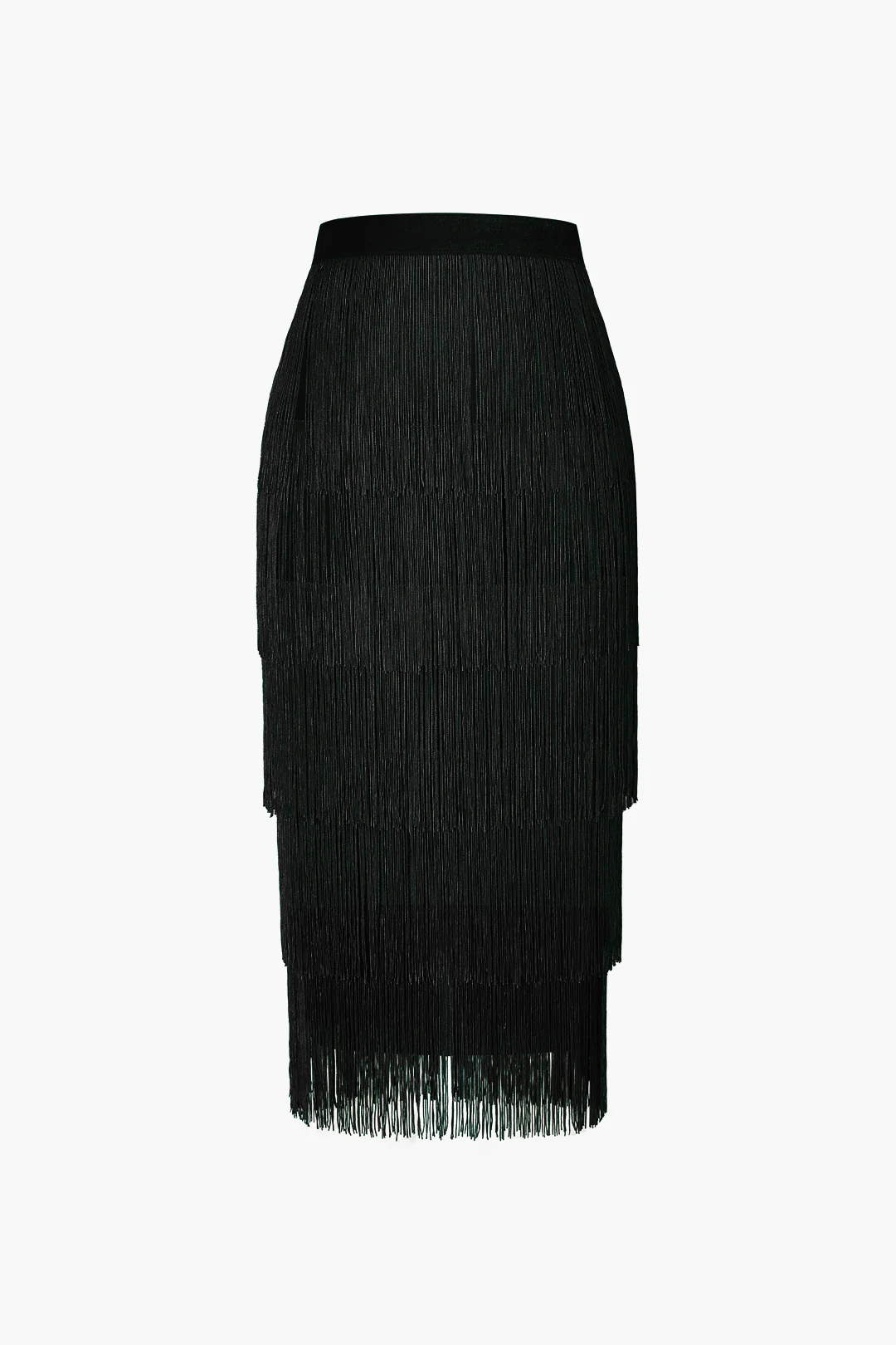 Tiered Fringed Midi Skirt