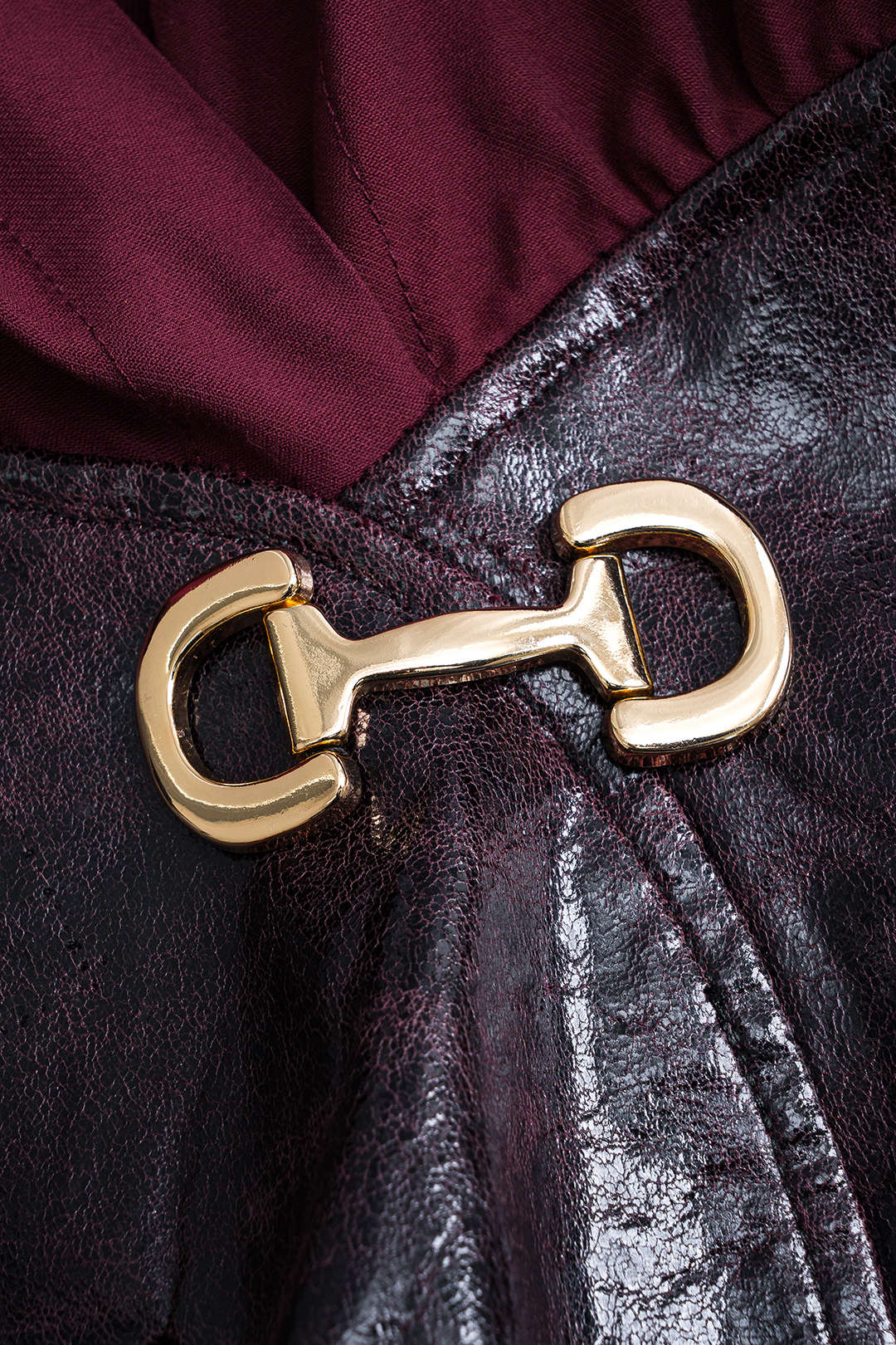 Faux Leather Metallic Patchwork Long-Sleeved Mini Dress