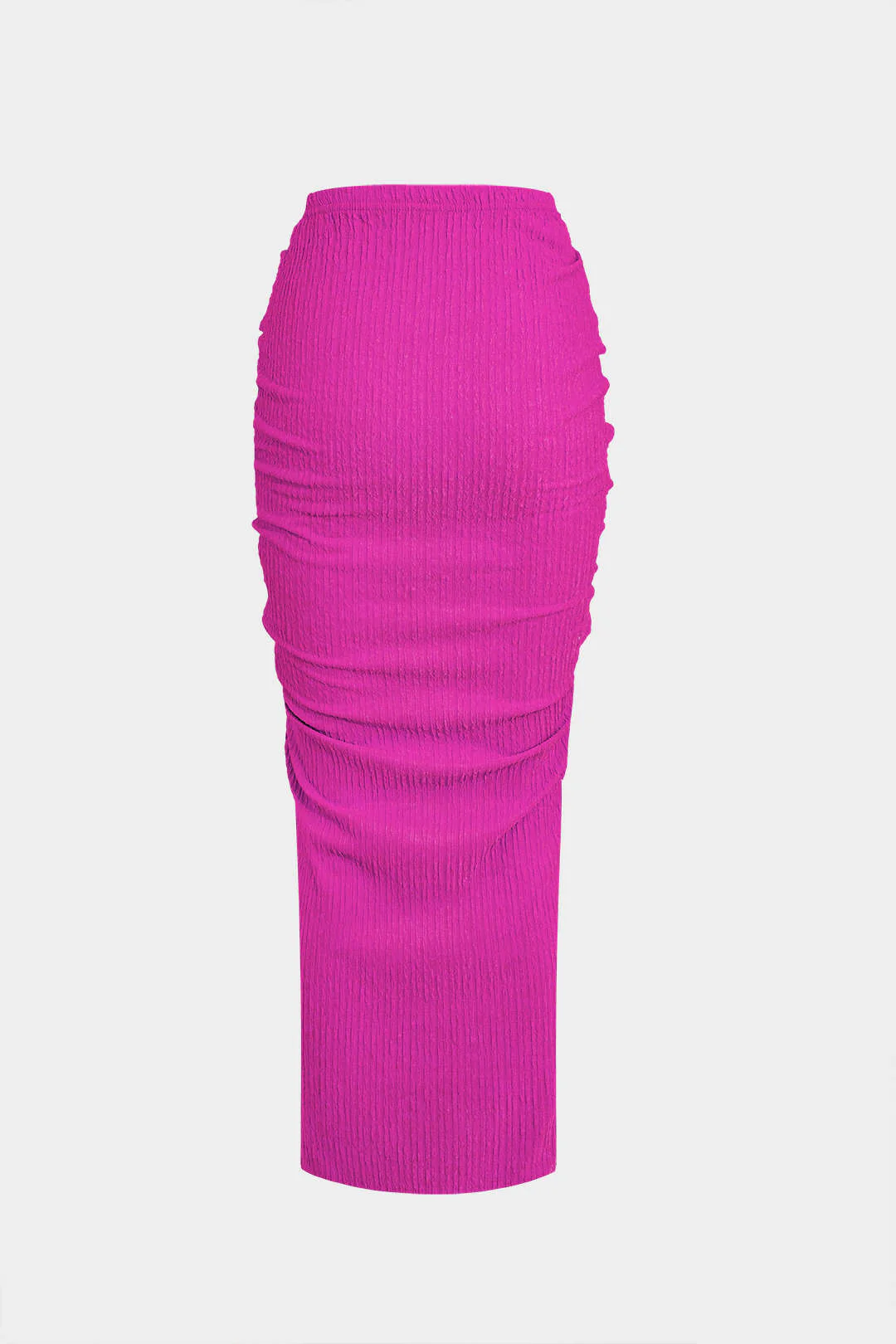 Textured Cropped Top and Drawstring Ruched Skirt Outfit Set