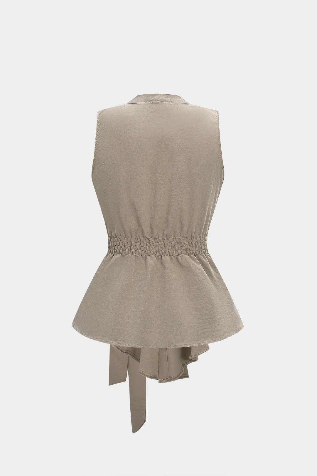 Tie-Up Ruched Smocked Tank Top