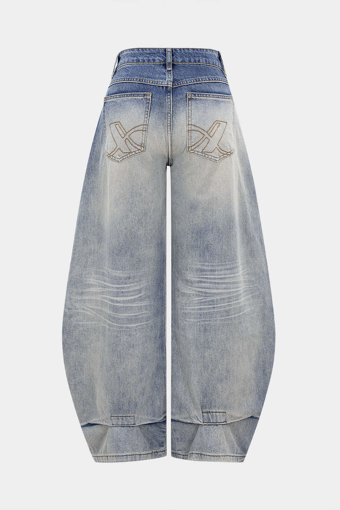Washed Wide Leg Barrel Denim Jeans