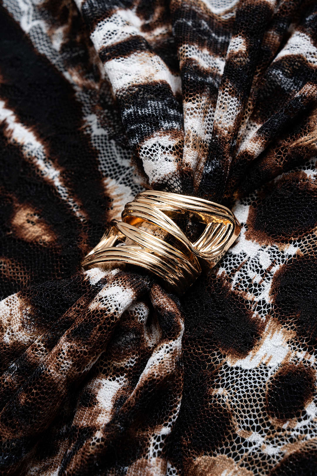 Jacquard Leopard Print Metallic Decor Ruched Skirt