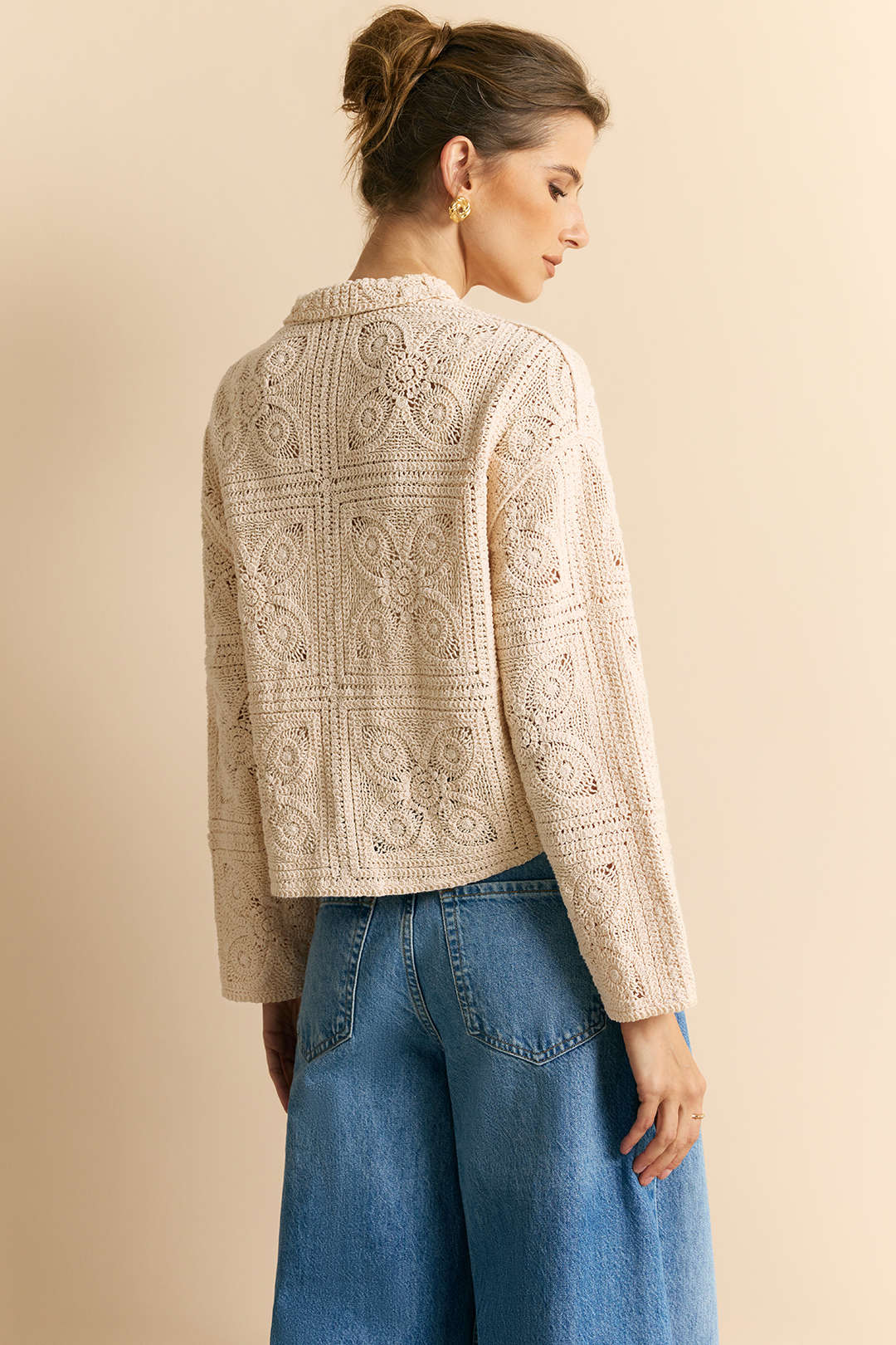 Knit Button Hollow Out Cardigan