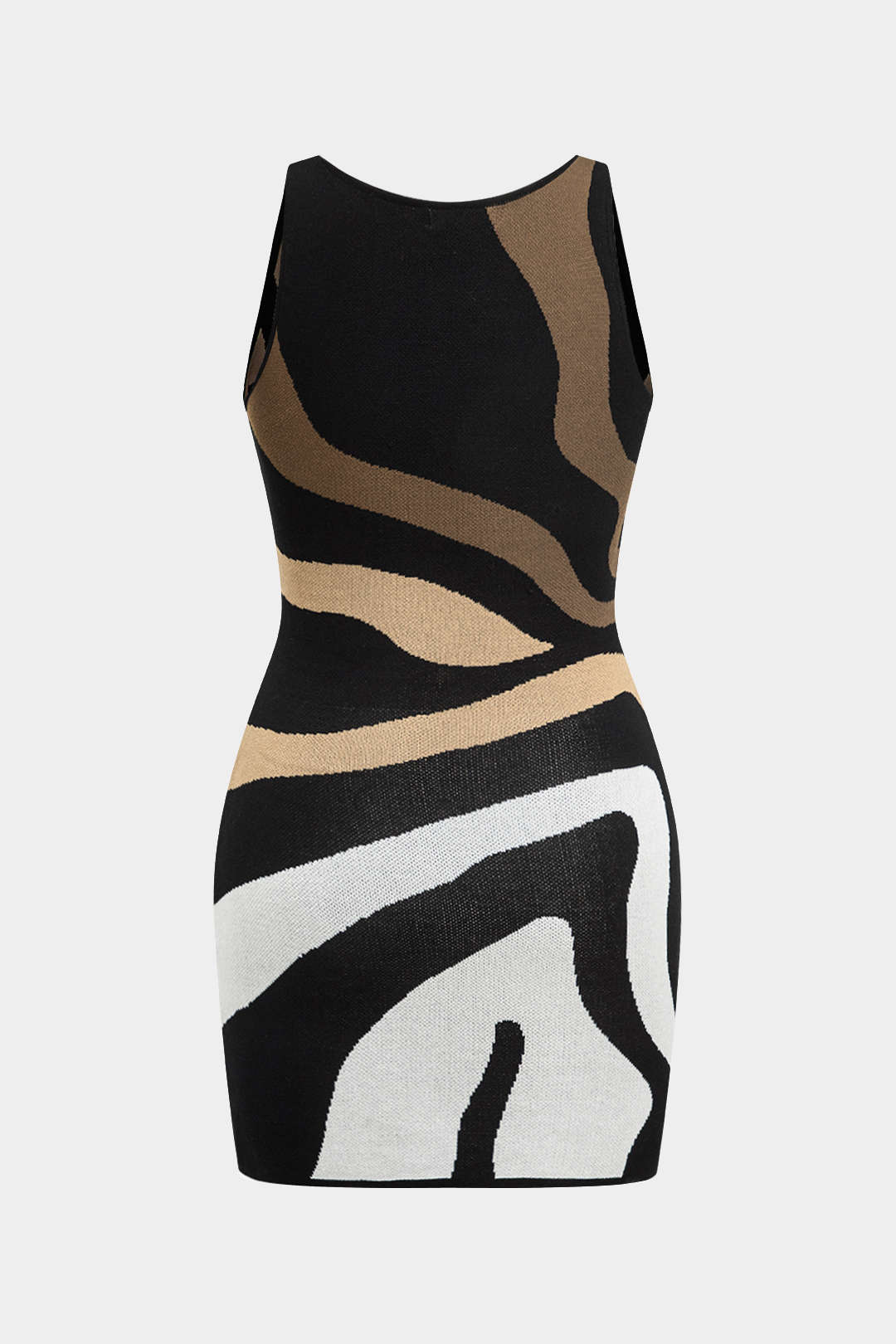 Plus Size Zebra Print Sleeveless Knit Mini Dress
