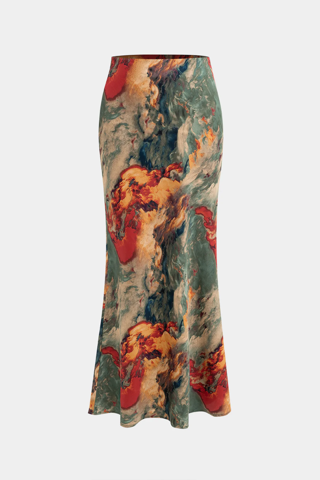 Abstract Tie-Dye Printed Satin Skirt