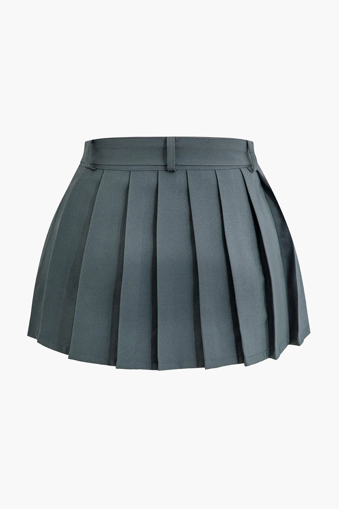 Buckle Layered Pleated Mini Skirt