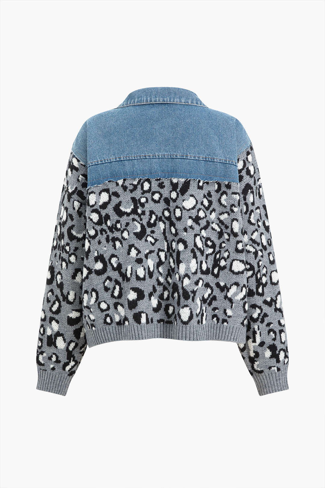 Leopard Print  Patchwork Denim Jacket