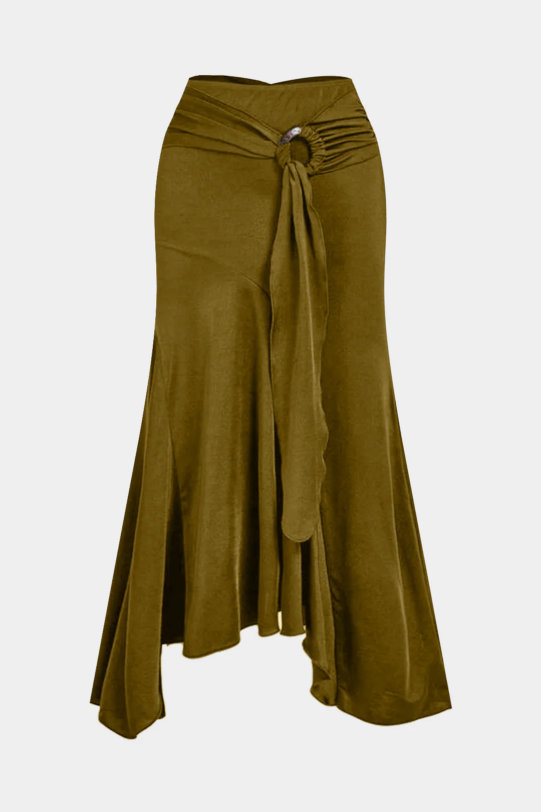 Ruffled Ruched Asymmetric Skirt