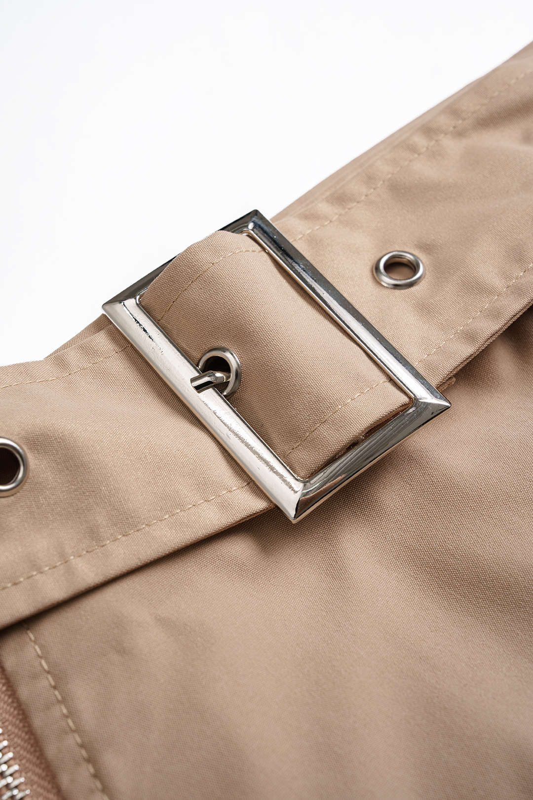 High Waist Zipper Pocket Belted Skirt
