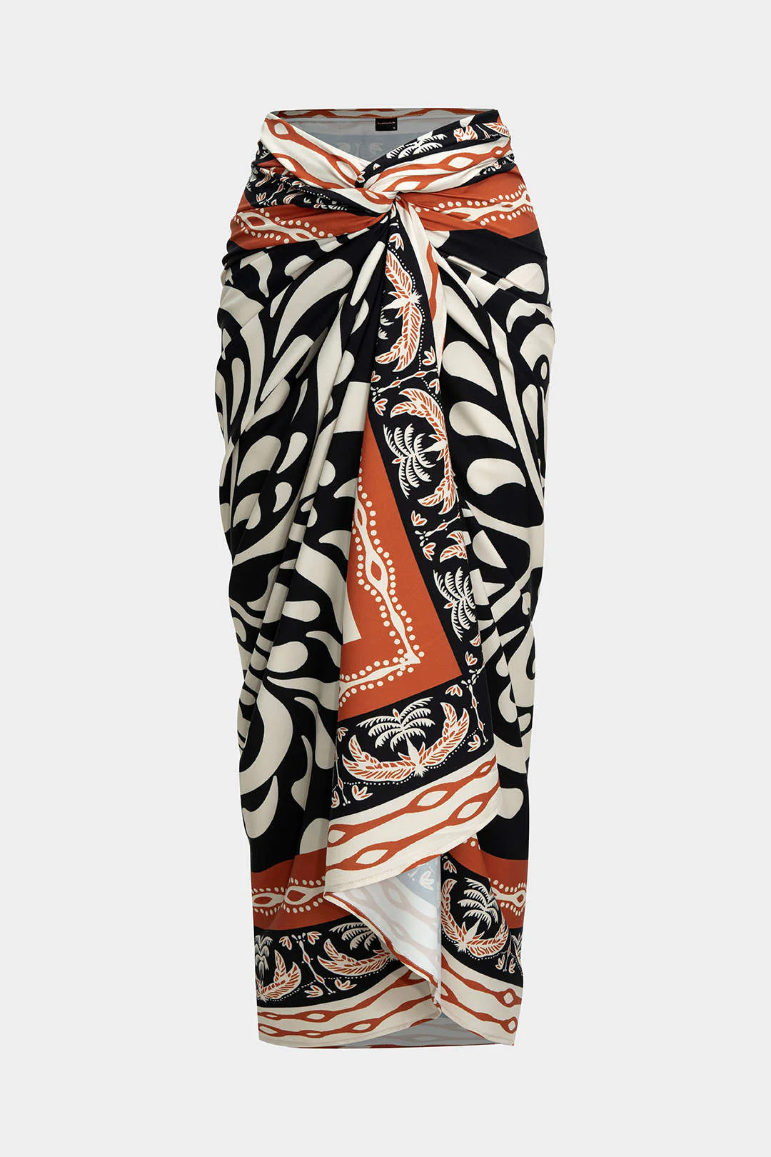 Vintage Print Chiffon Twist Knot Skirt