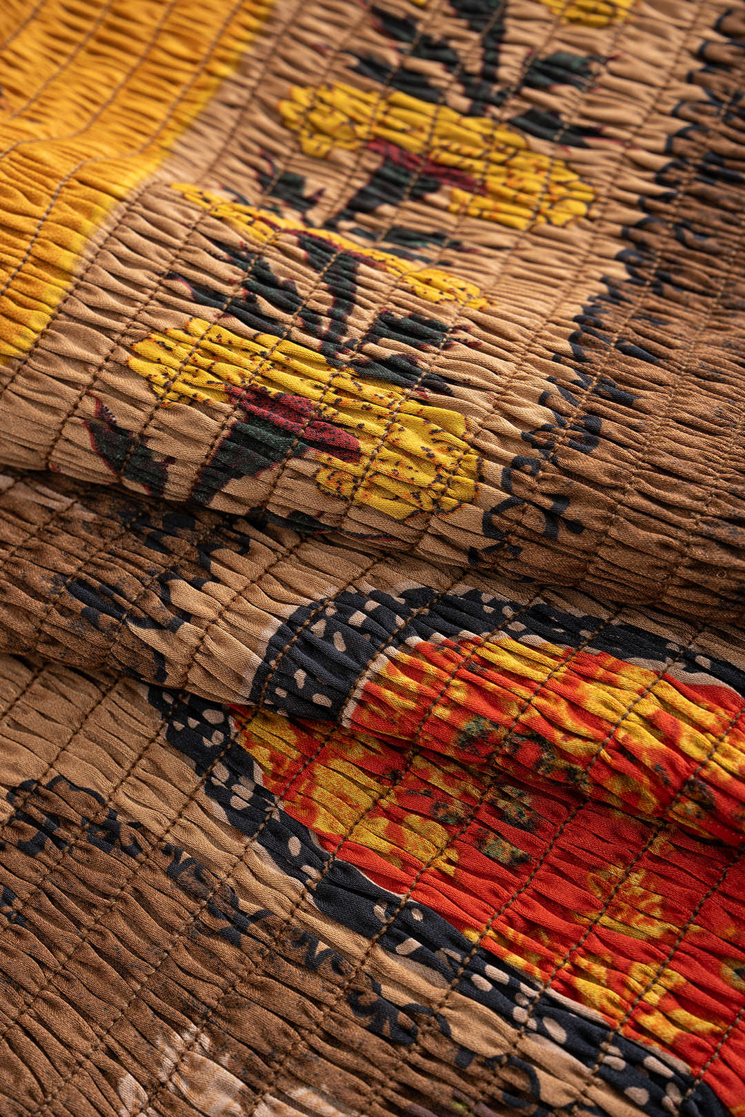 Plus Size Bohemian Print Chain Shirred Cami Top