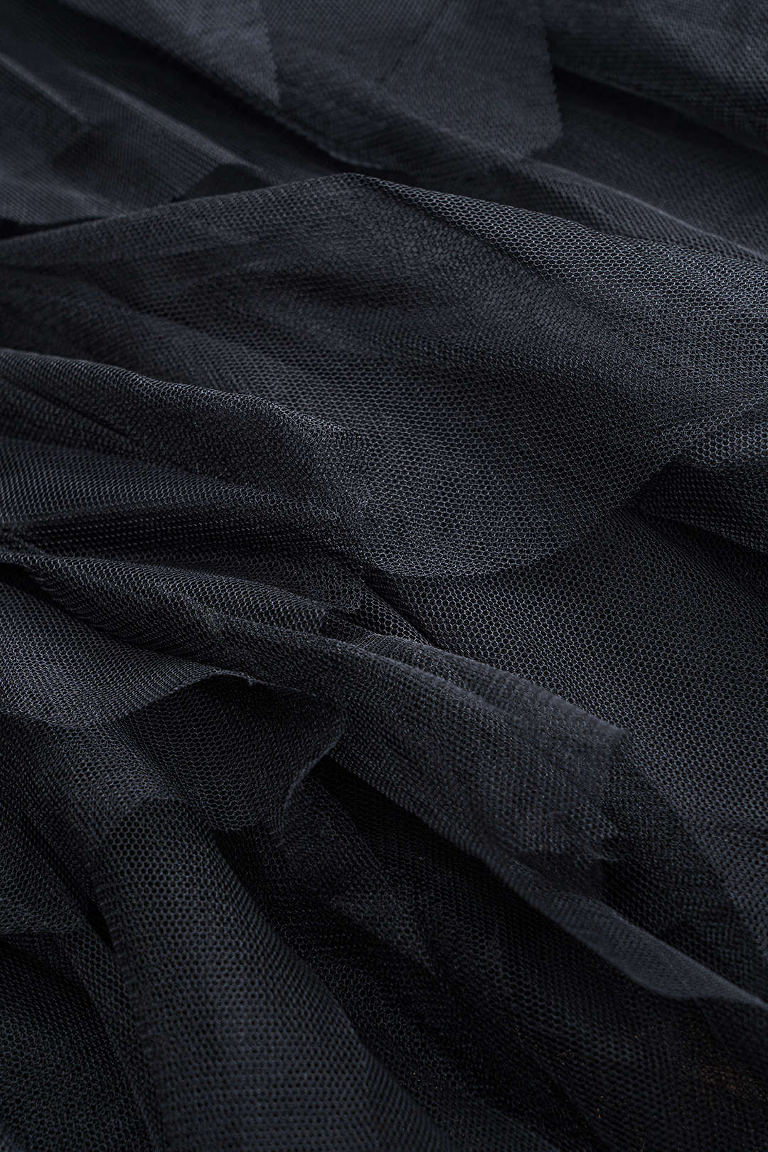 Denim Mesh Patchwork Belted Button Pocket Skirt