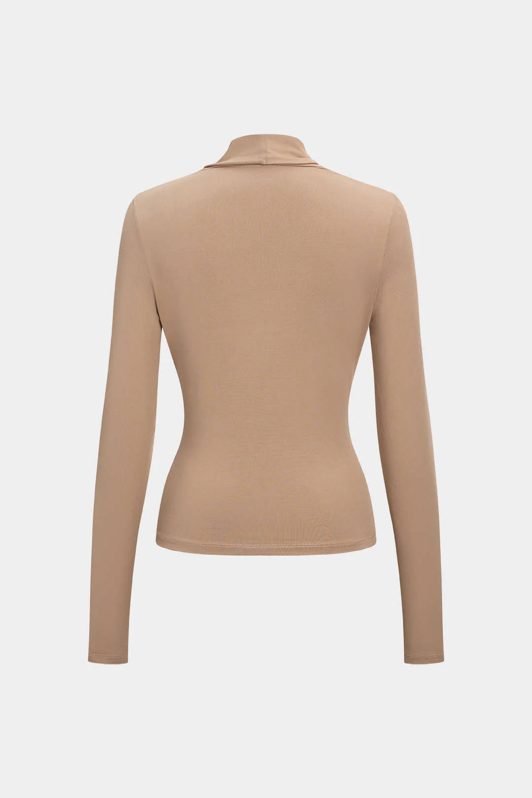 Ruched Draped Cowl Neck Long-Sleeve Top