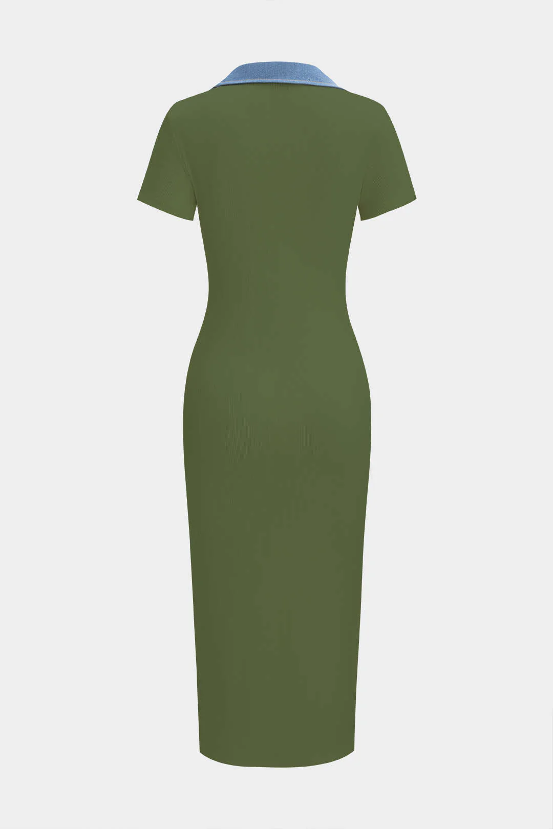 Patchwork Denim Short Sleeve Midi Dress