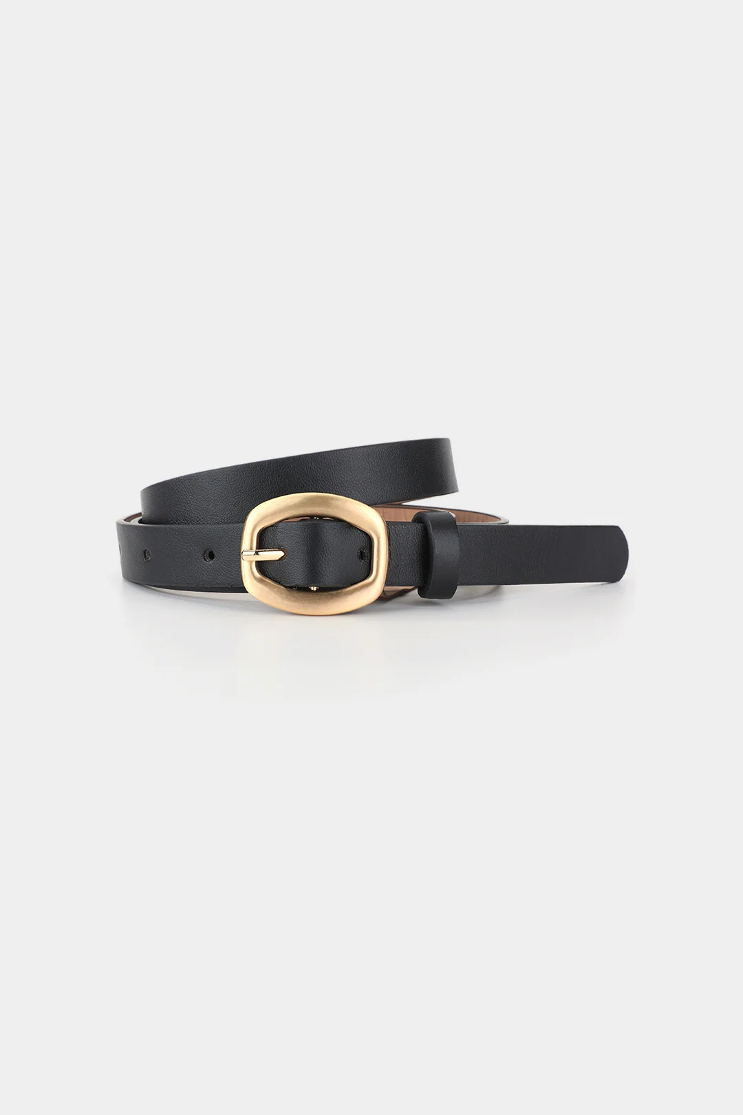 Metallic Buckle Faux Leather Belt