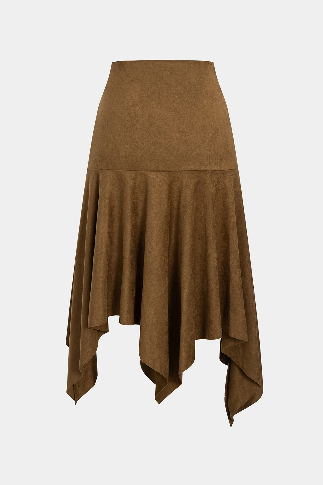 Suede Irrgular Hem High Waist Skirt