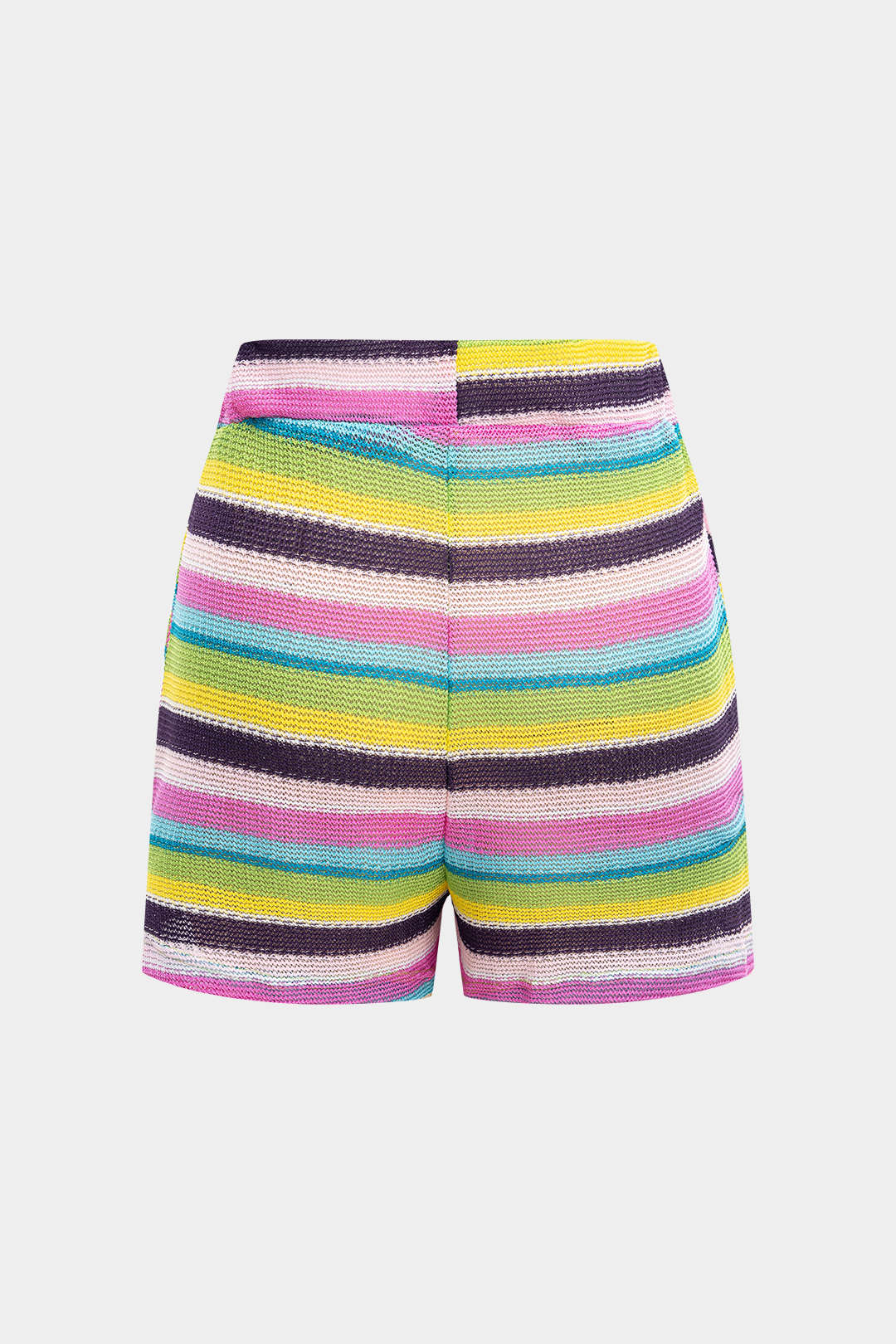 Knit Contrast V-Neck Top and Drawstring Shorts Combo