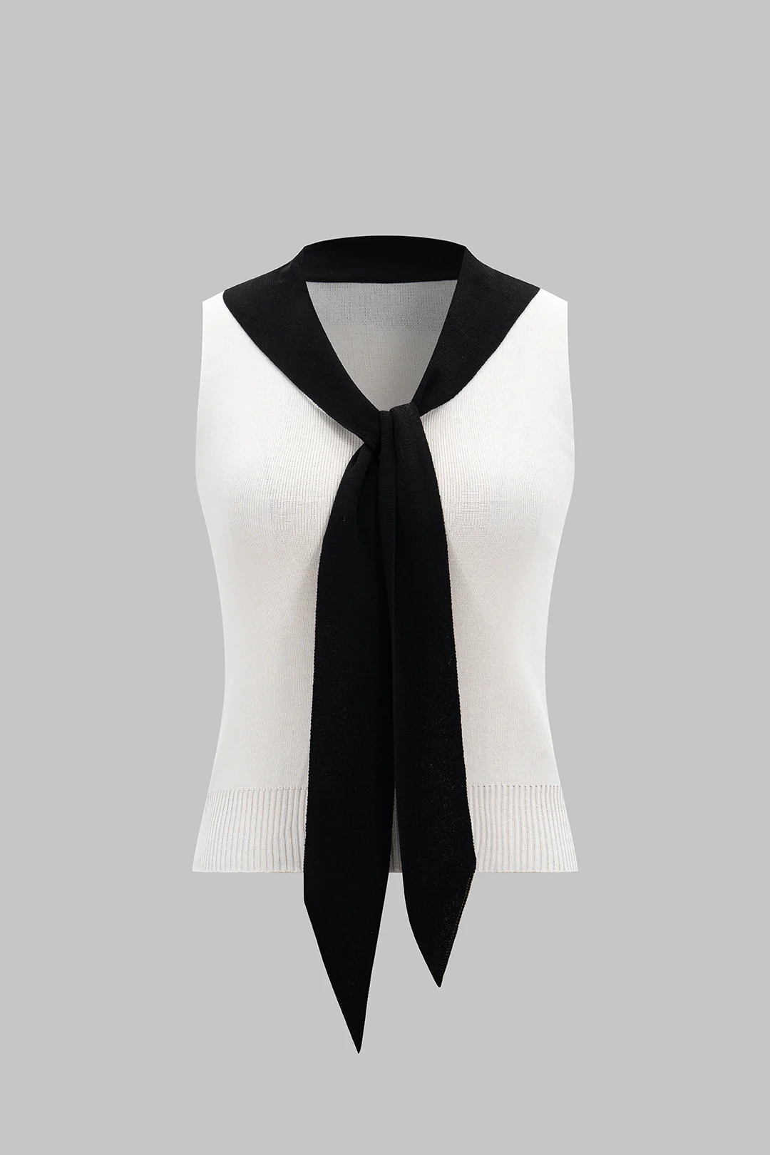 Knit Contrast Tie-Up Tank Top