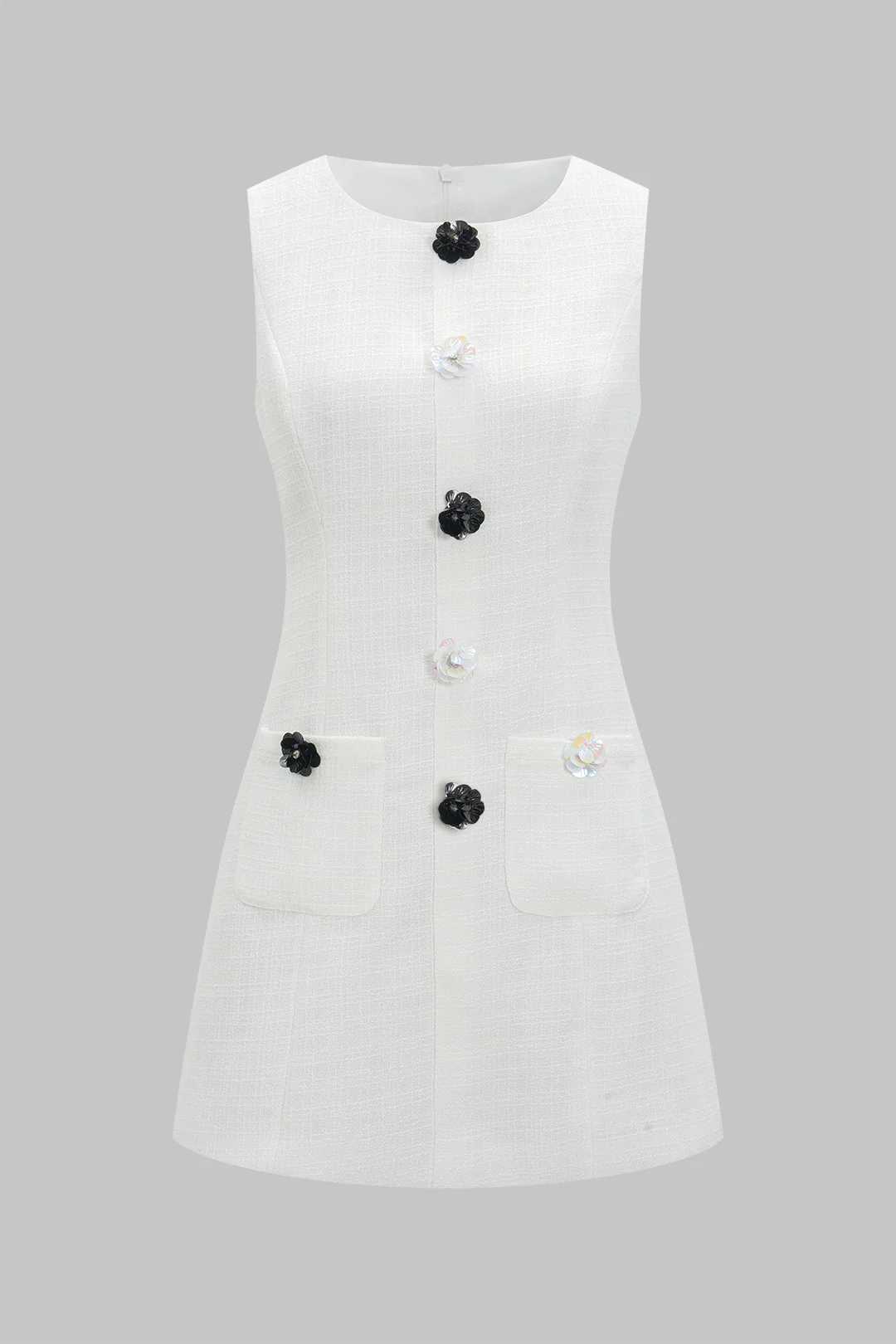 3D Floral Decor Sleeveless Mini Dress