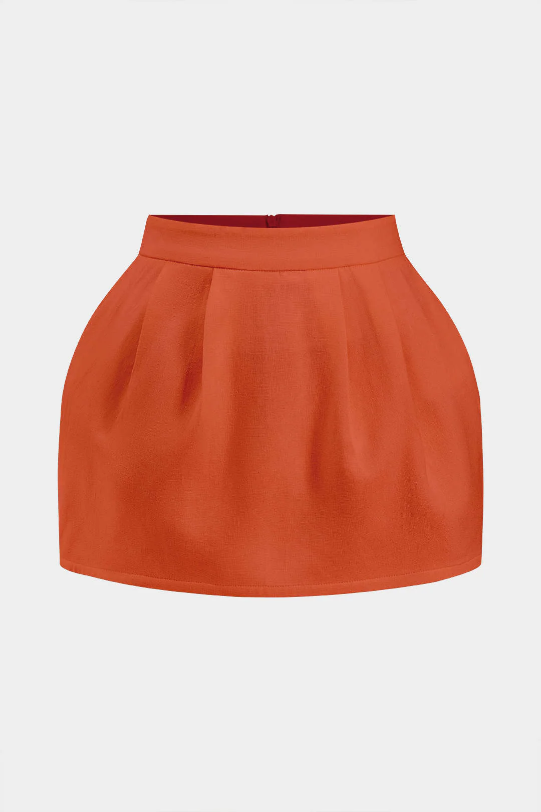 Linen Ruched Zipper Skirt