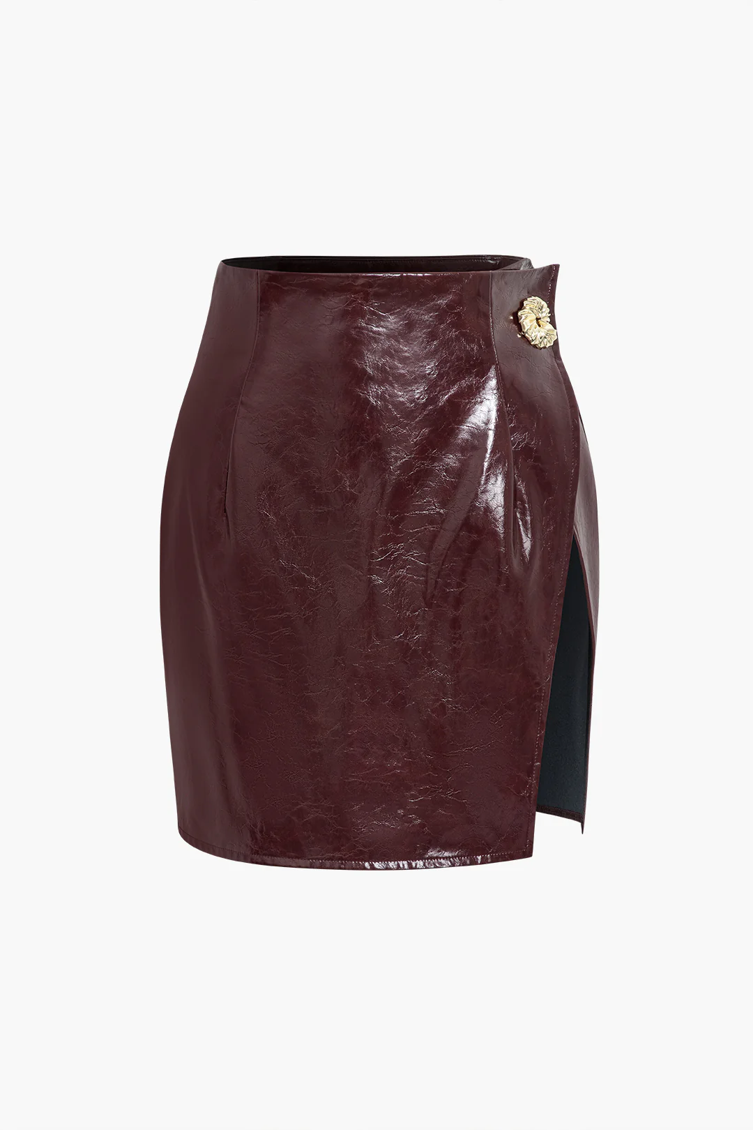 Asymmetrical Faux Leather Skirt Ensemble