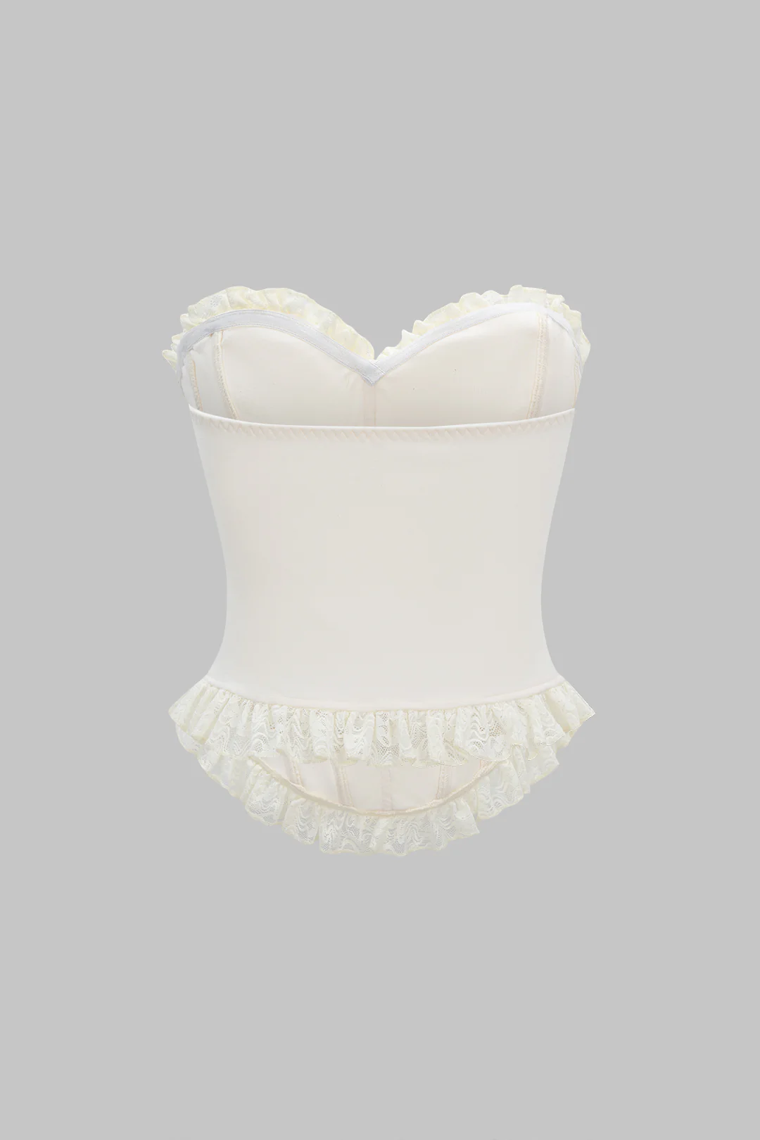 Lace Trim Ruffle Tube Top