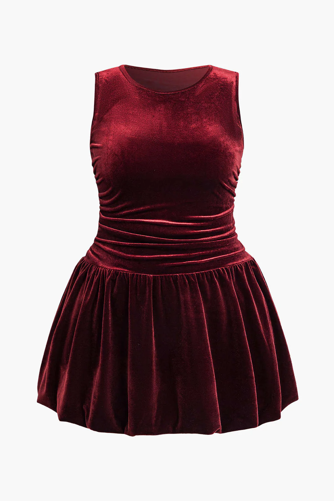 Plus Size Solid Knit Round Neck Ruffled Mini Dress